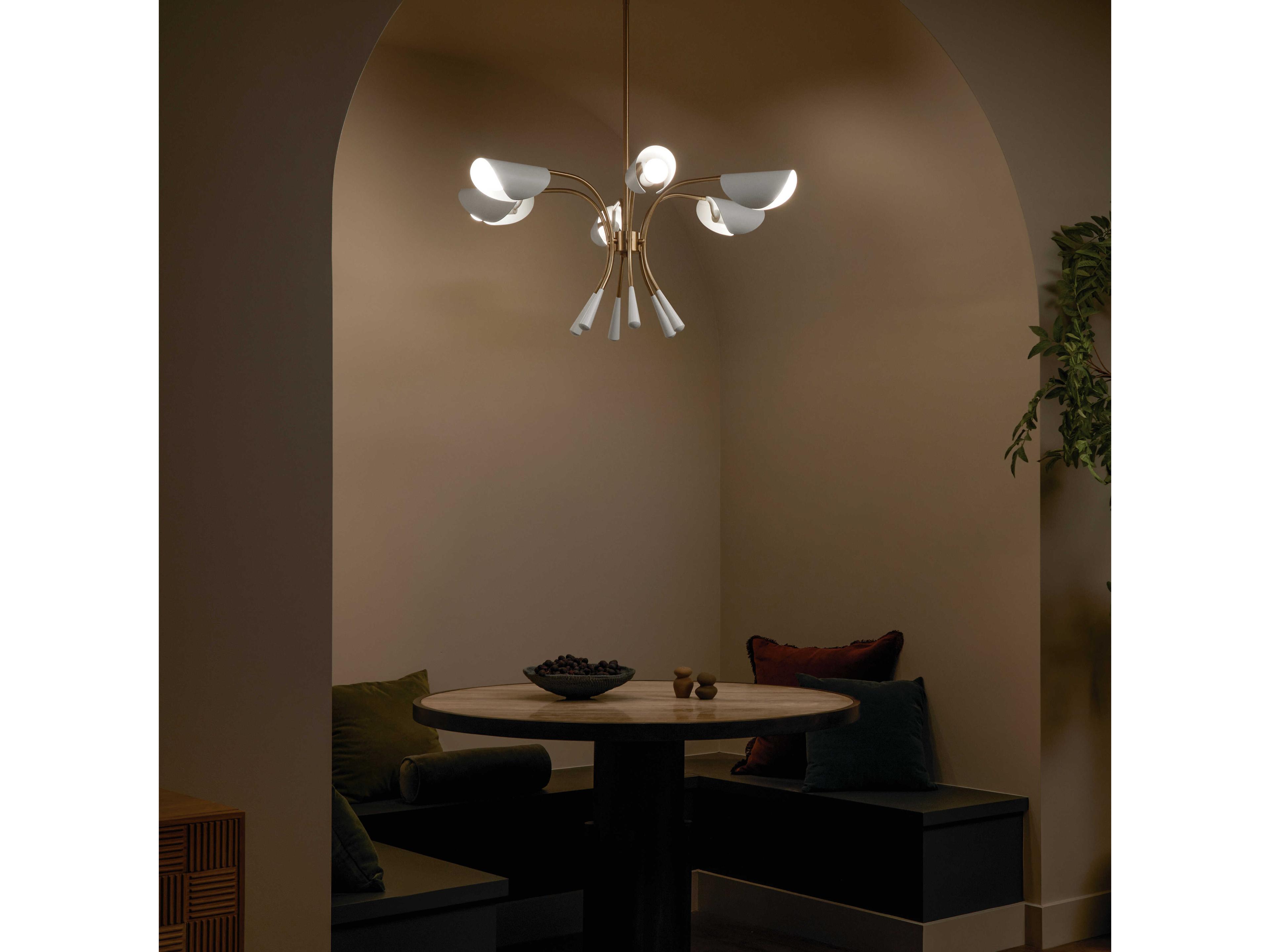 Kichler Arcus 6-Light Champagne Bronze White Geometric Chandelier