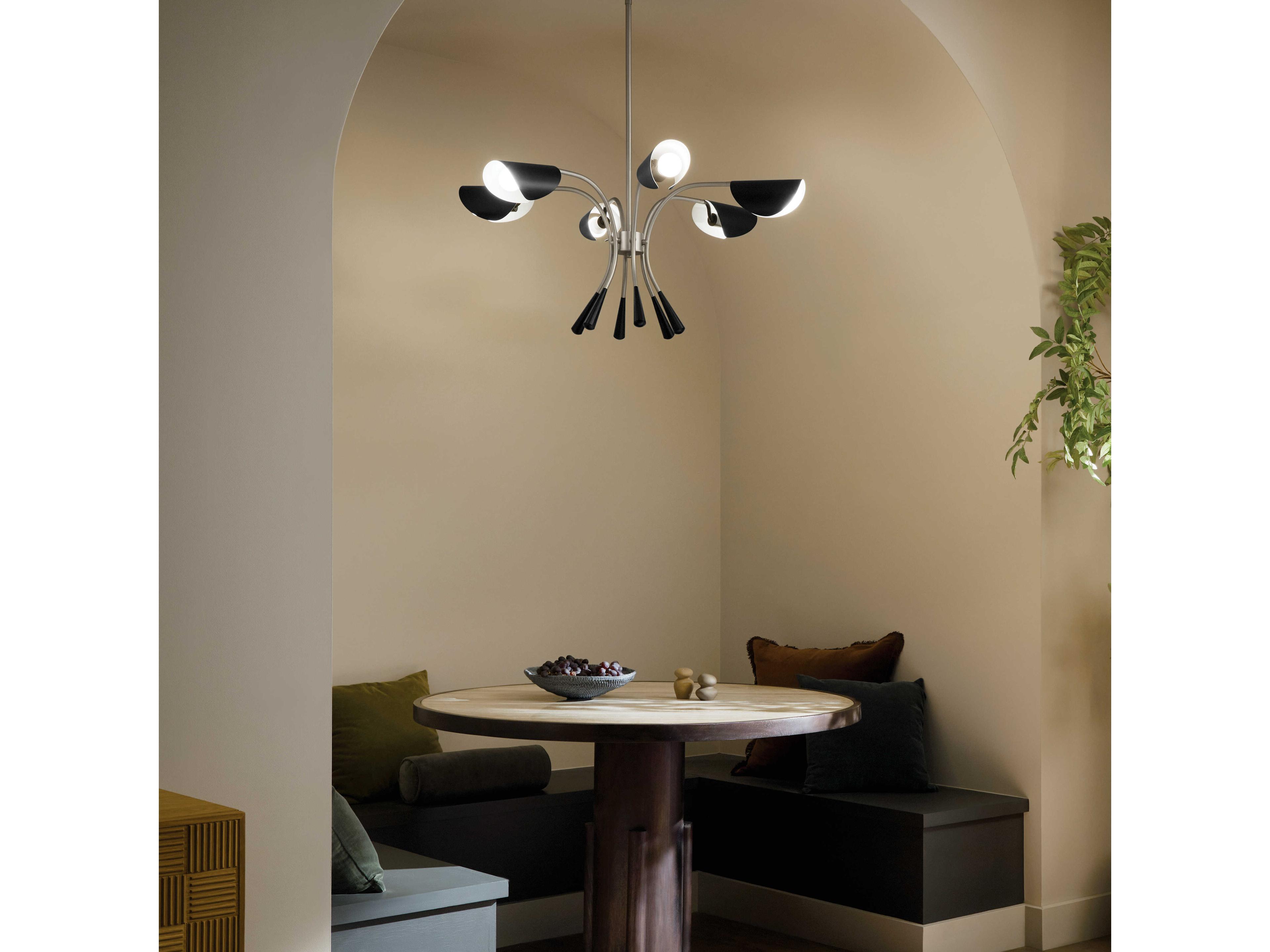 Kichler Arcus 6-Light Satin Nickel Black Geometric Chandelier