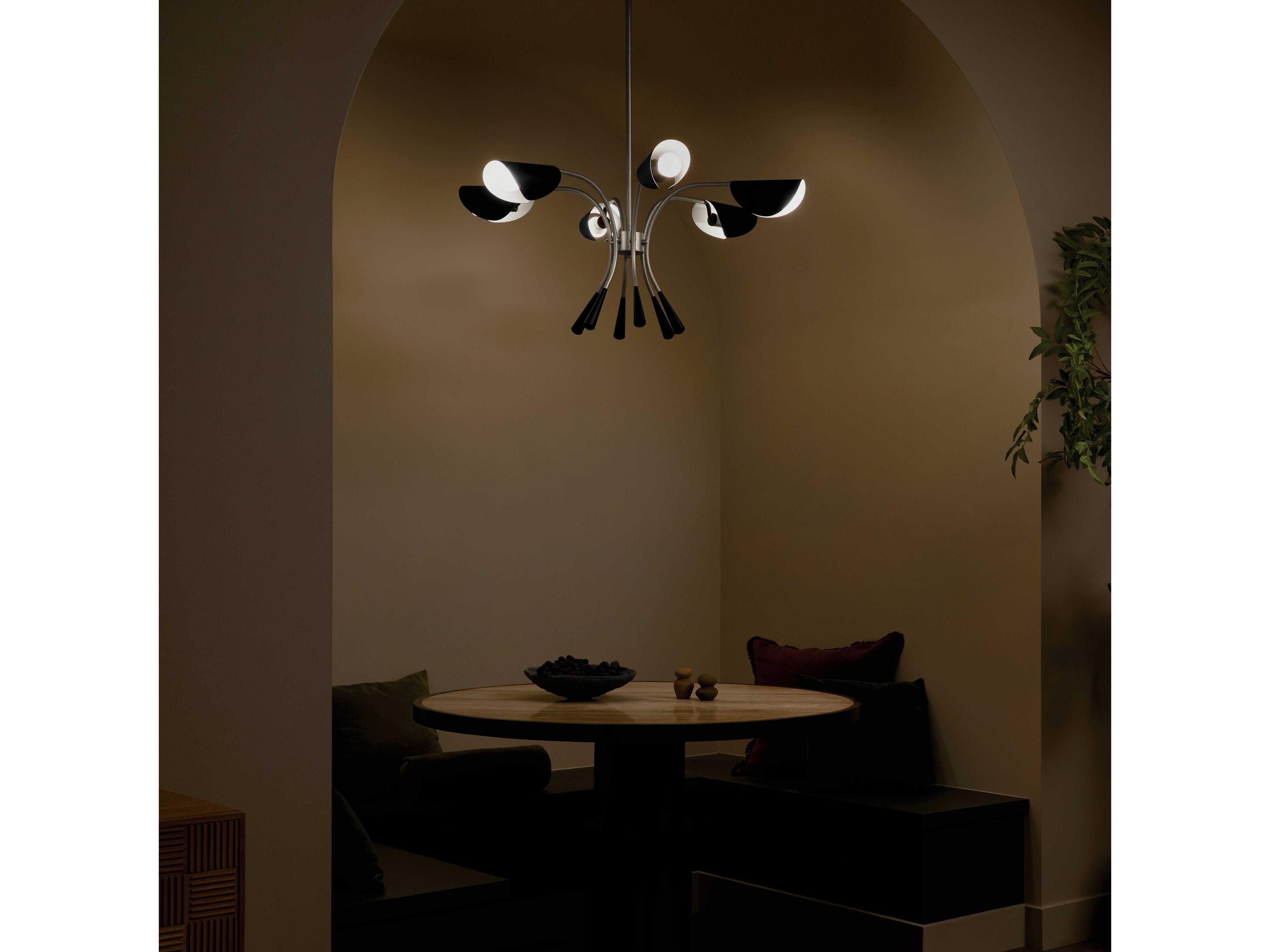 Kichler Arcus 6-Light Satin Nickel Black Geometric Chandelier