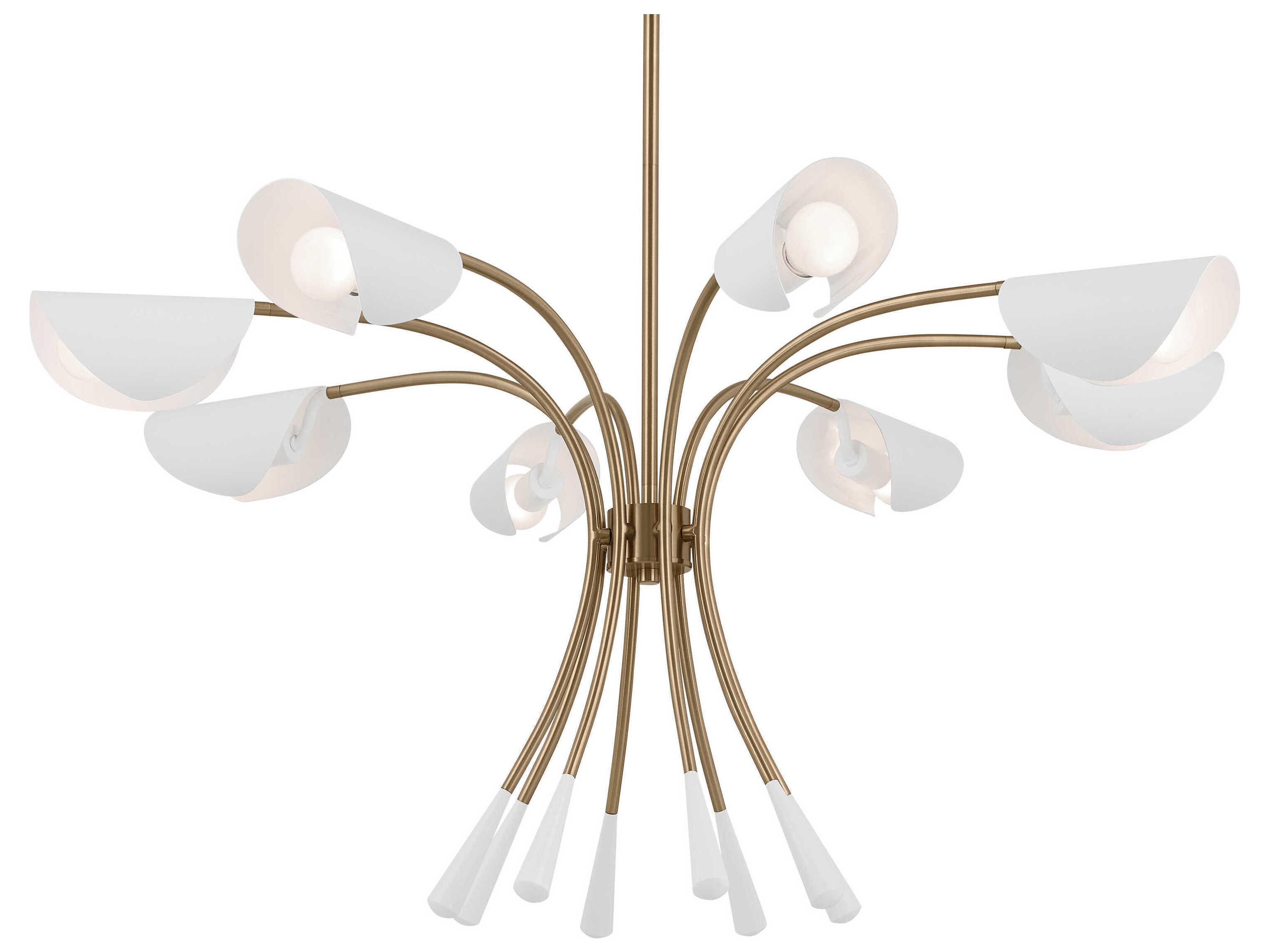 Kichler Arcus 8-Light Champagne Bronze White Geometric Chandelier
