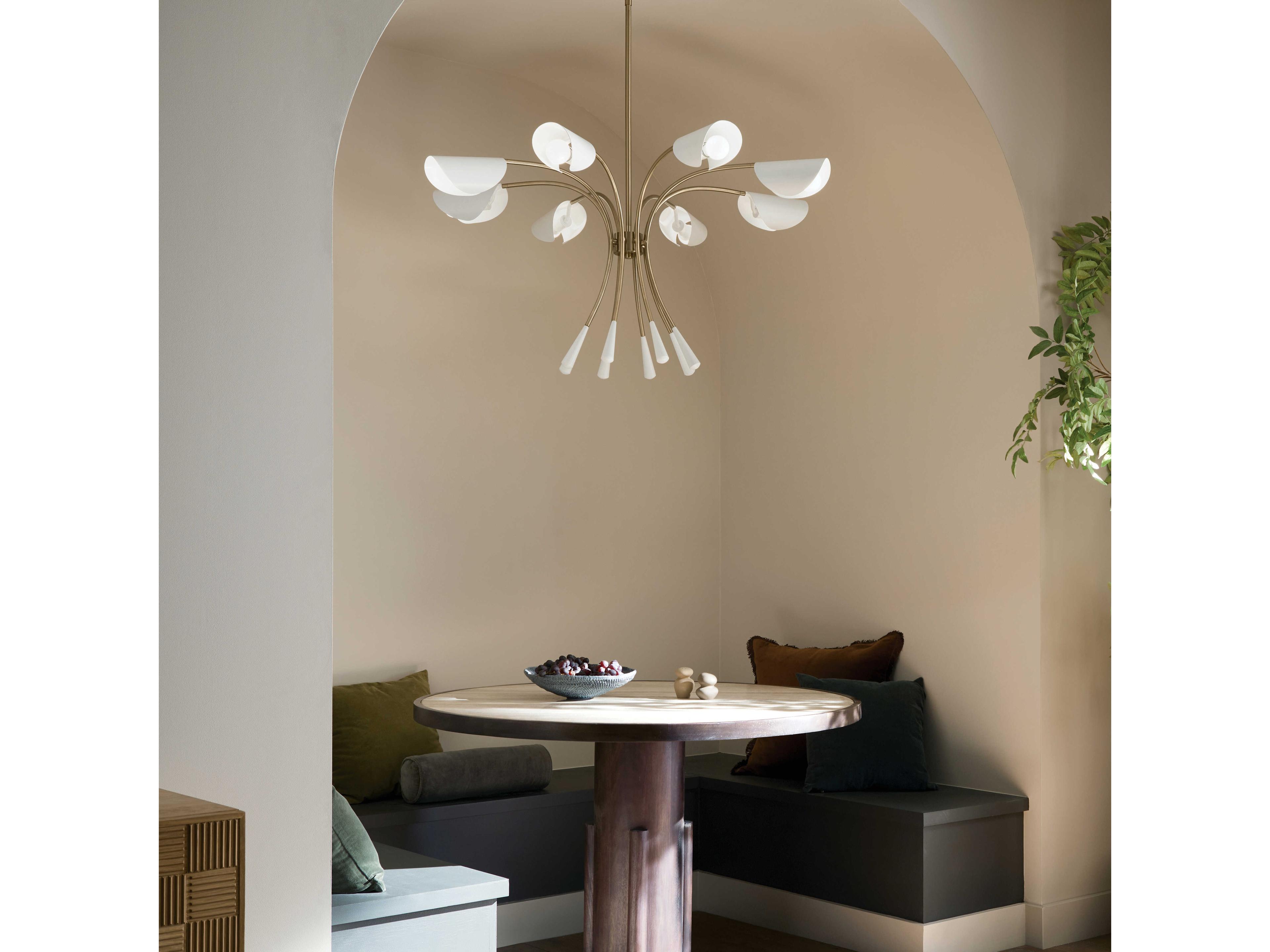 Kichler Arcus 8-Light Champagne Bronze White Geometric Chandelier