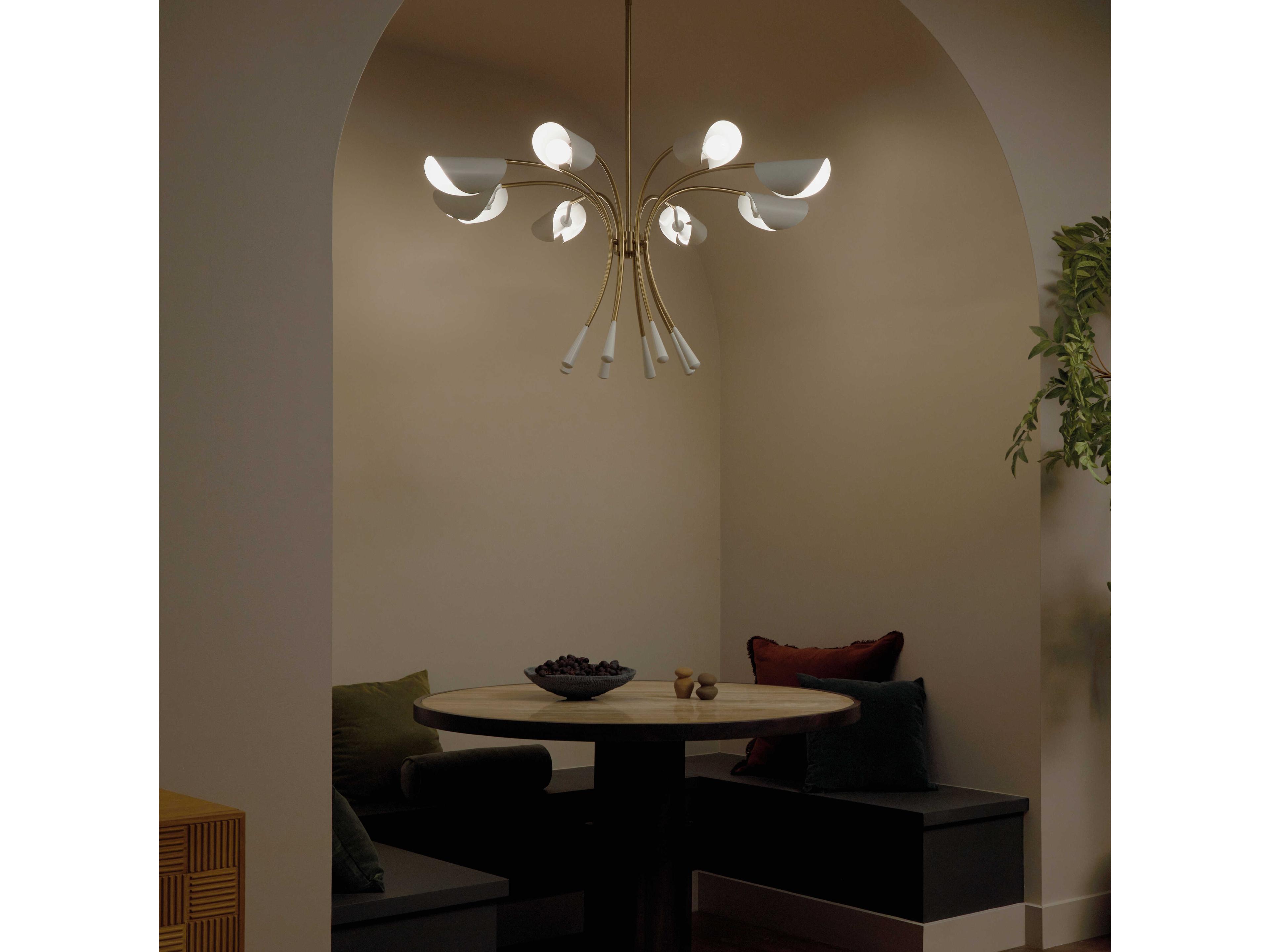 Kichler Arcus 8-Light Champagne Bronze White Geometric Chandelier