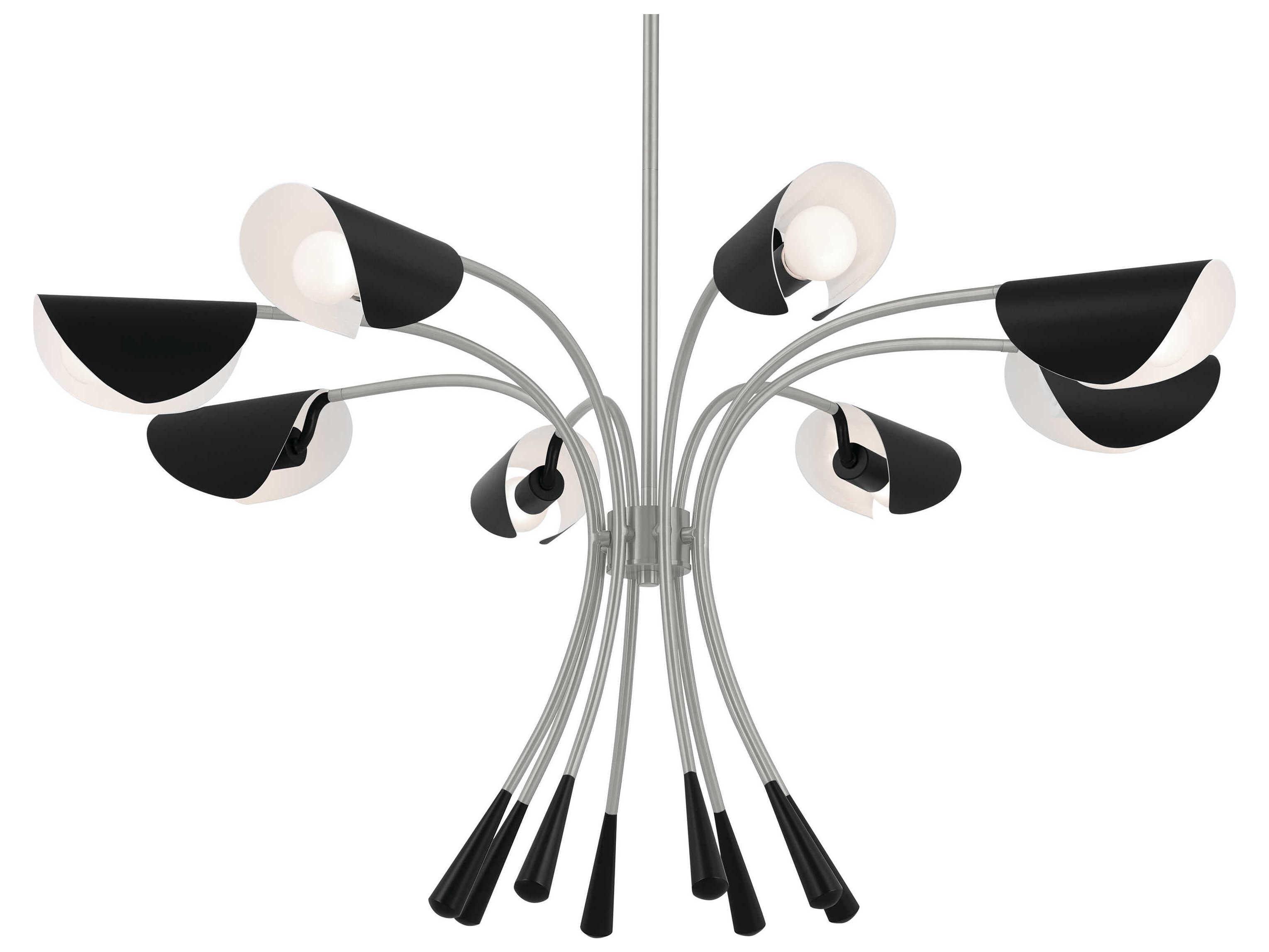 Kichler Arcus 8-Light Satin Nickel Black Geometric Chandelier