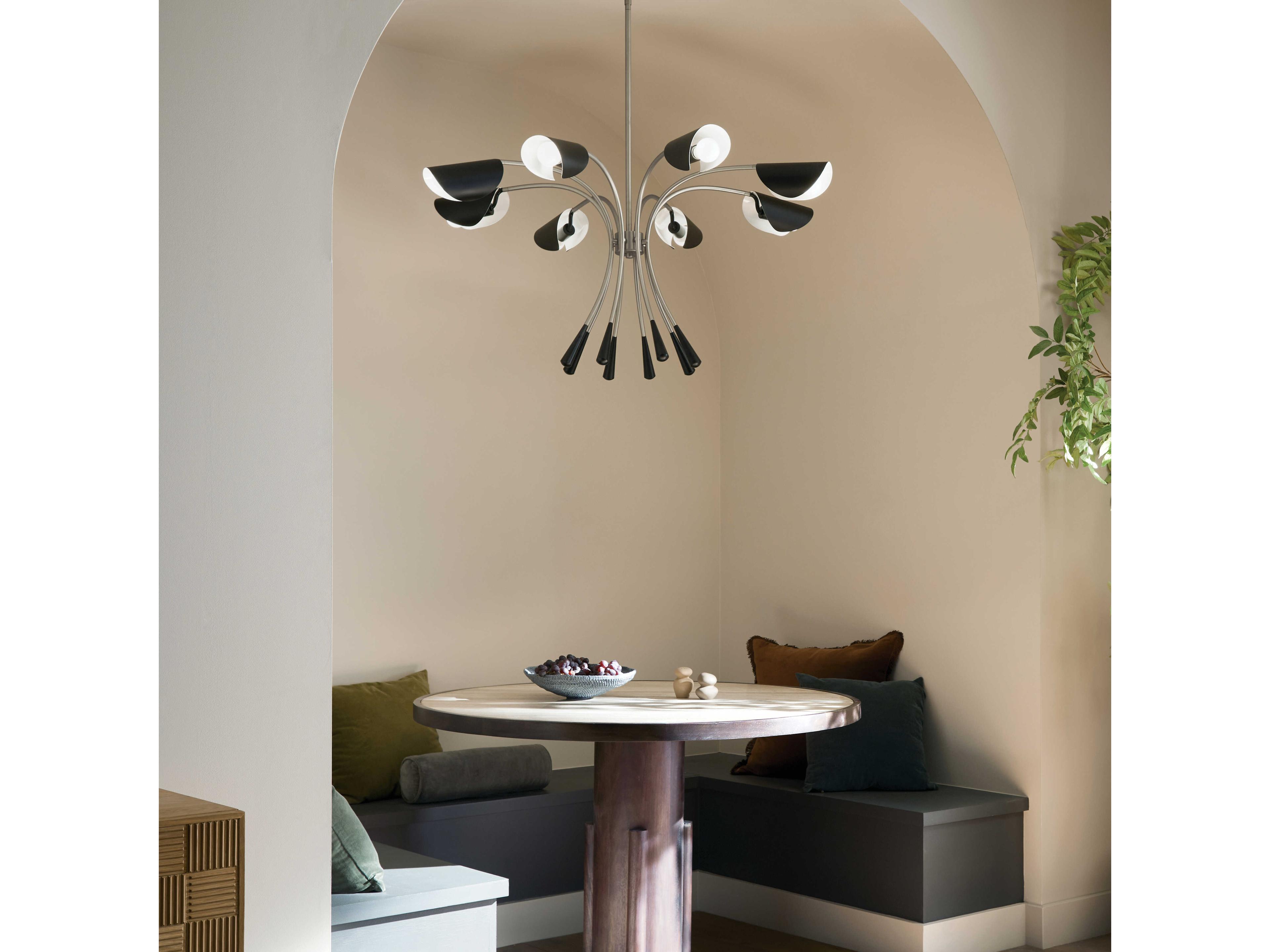 Kichler Arcus 8-Light Satin Nickel Black Geometric Chandelier