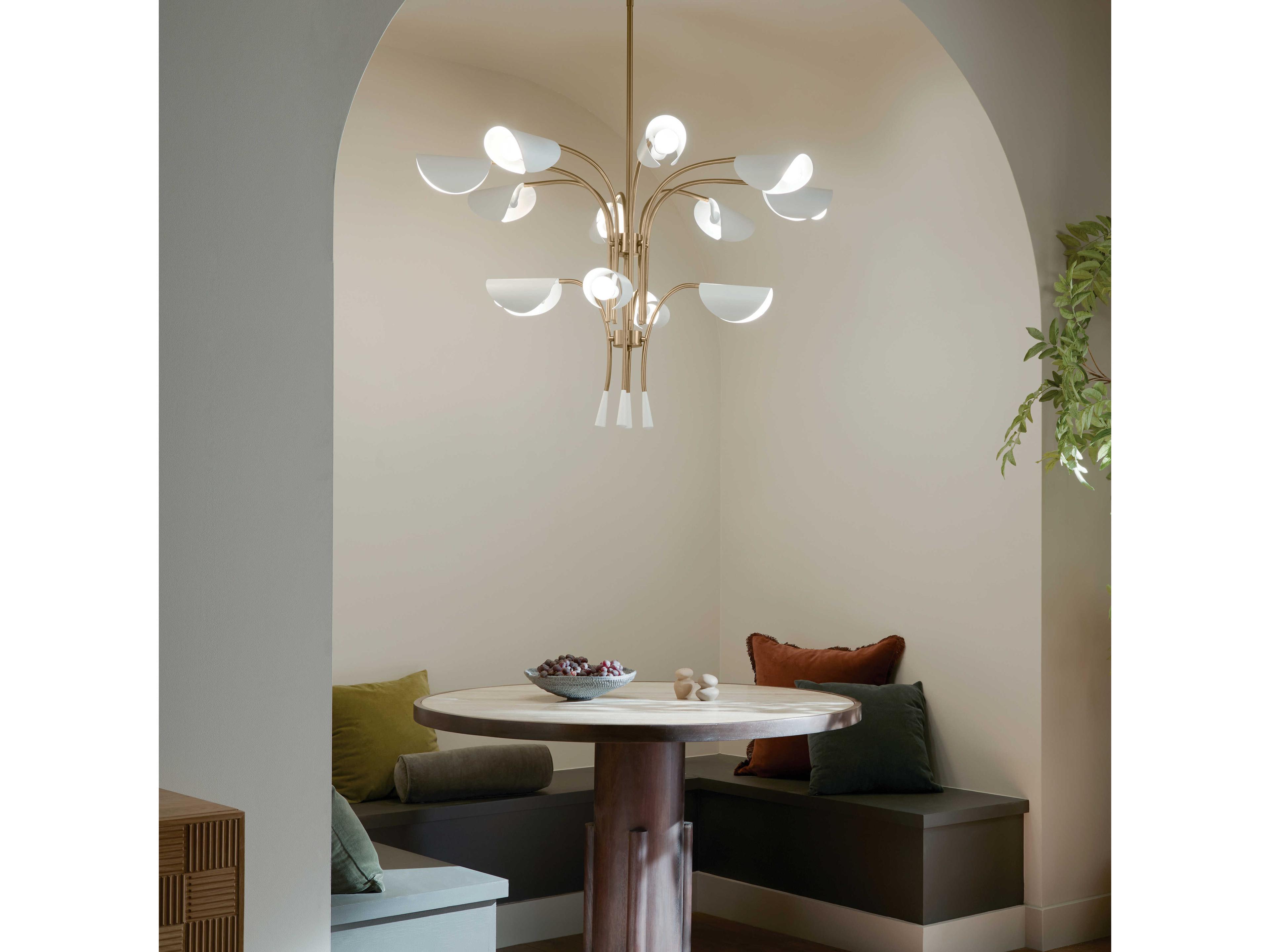 Kichler Arcus 12-Light Champagne Bronze White Geometric Chandelier