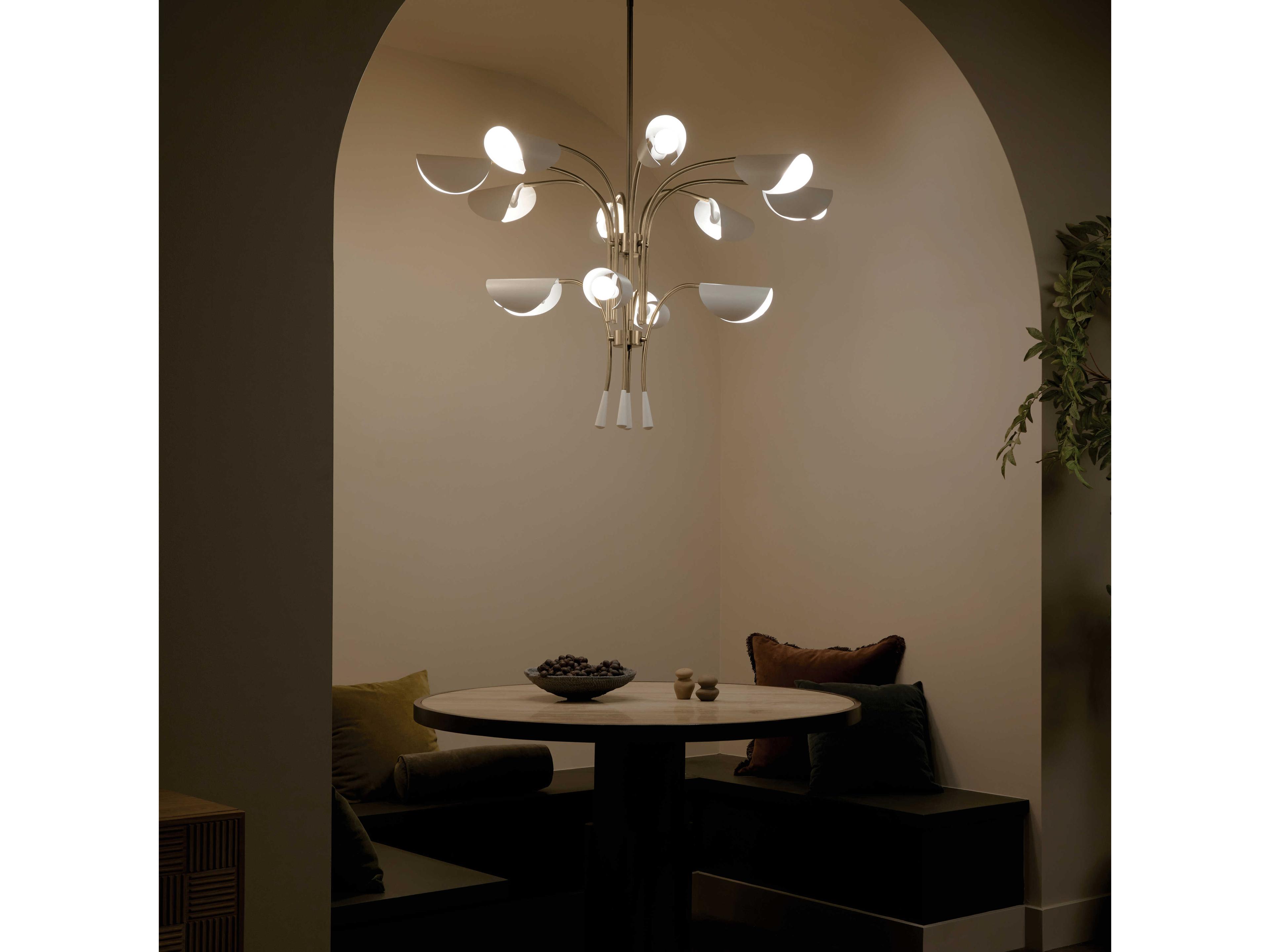 Kichler Arcus 12-Light Champagne Bronze White Geometric Chandelier