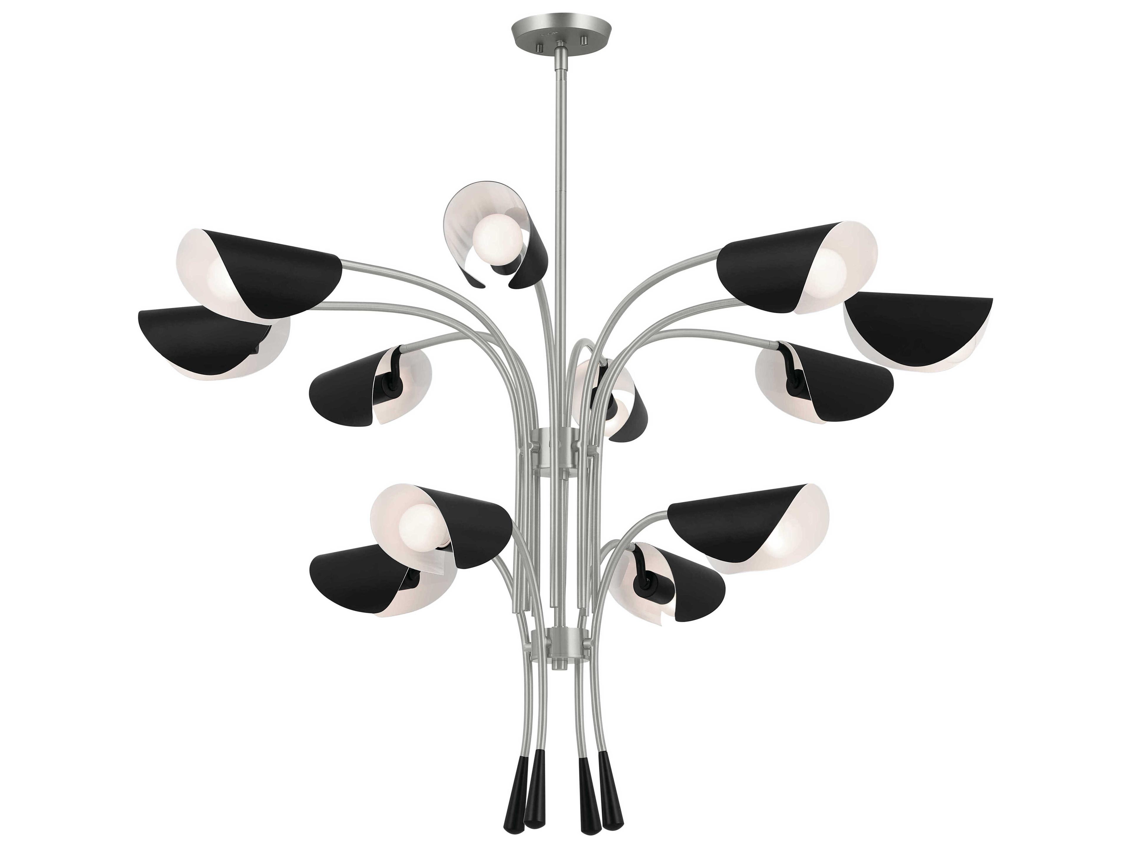 Kichler Arcus 12-Light Satin Nickel Black Geometric Chandelier