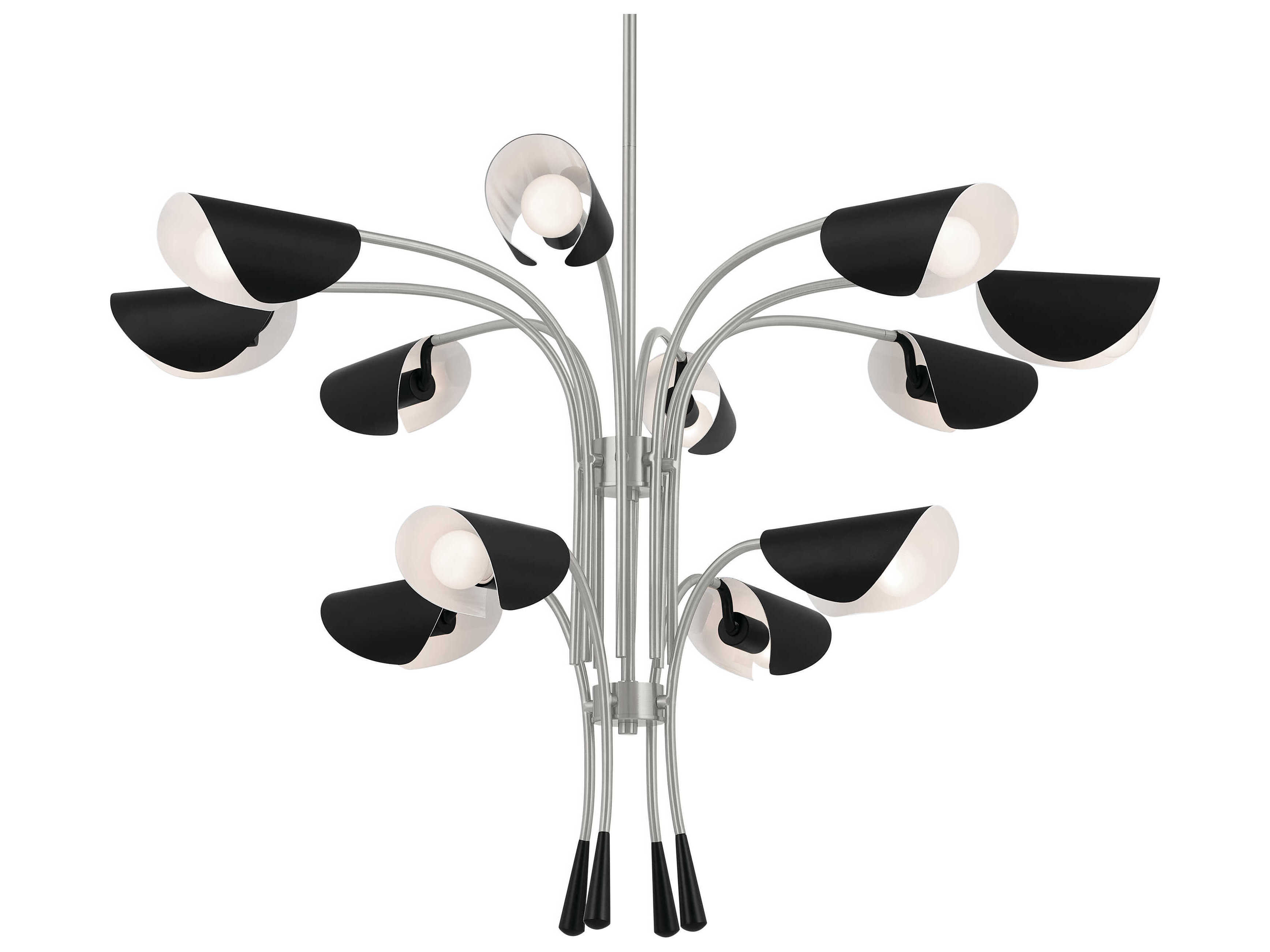 Kichler Arcus 12-Light Satin Nickel Black Geometric Chandelier