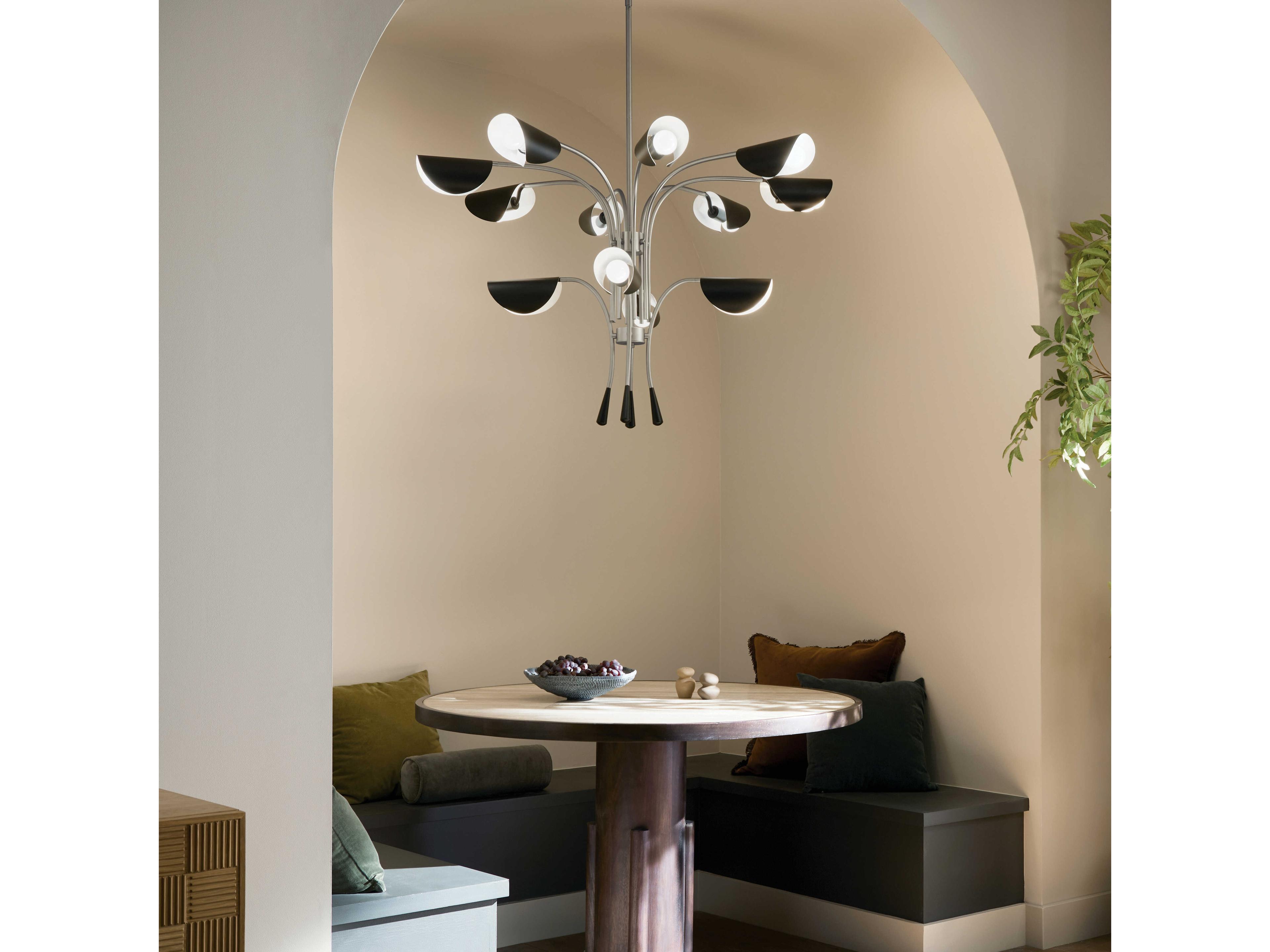 Kichler Arcus 12-Light Satin Nickel Black Geometric Chandelier