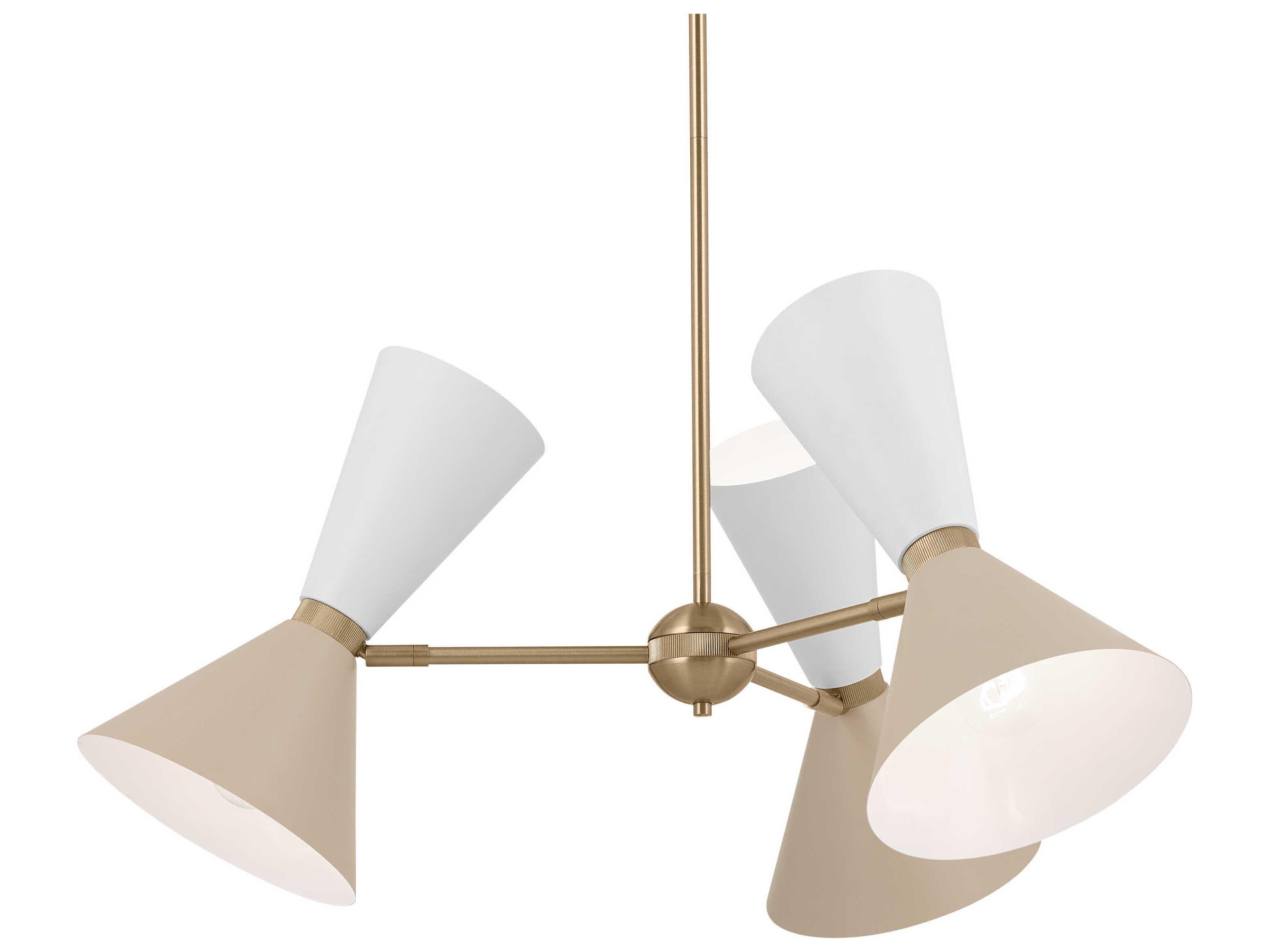 Kichler Phix 6-Light Champagne Bronze White And Greige Geometric Chandelier