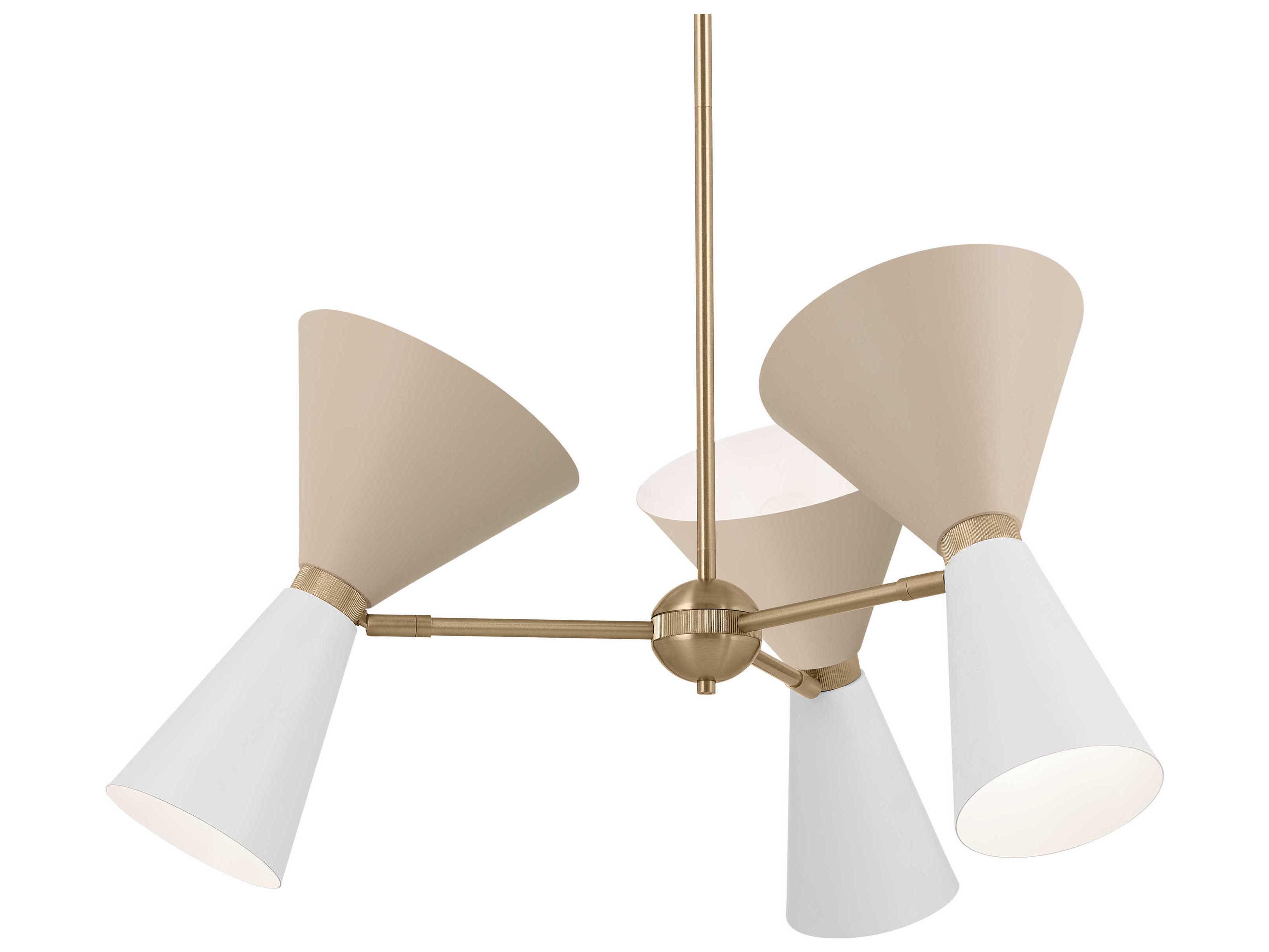 Kichler Phix 6-Light Champagne Bronze White And Greige Geometric Chandelier