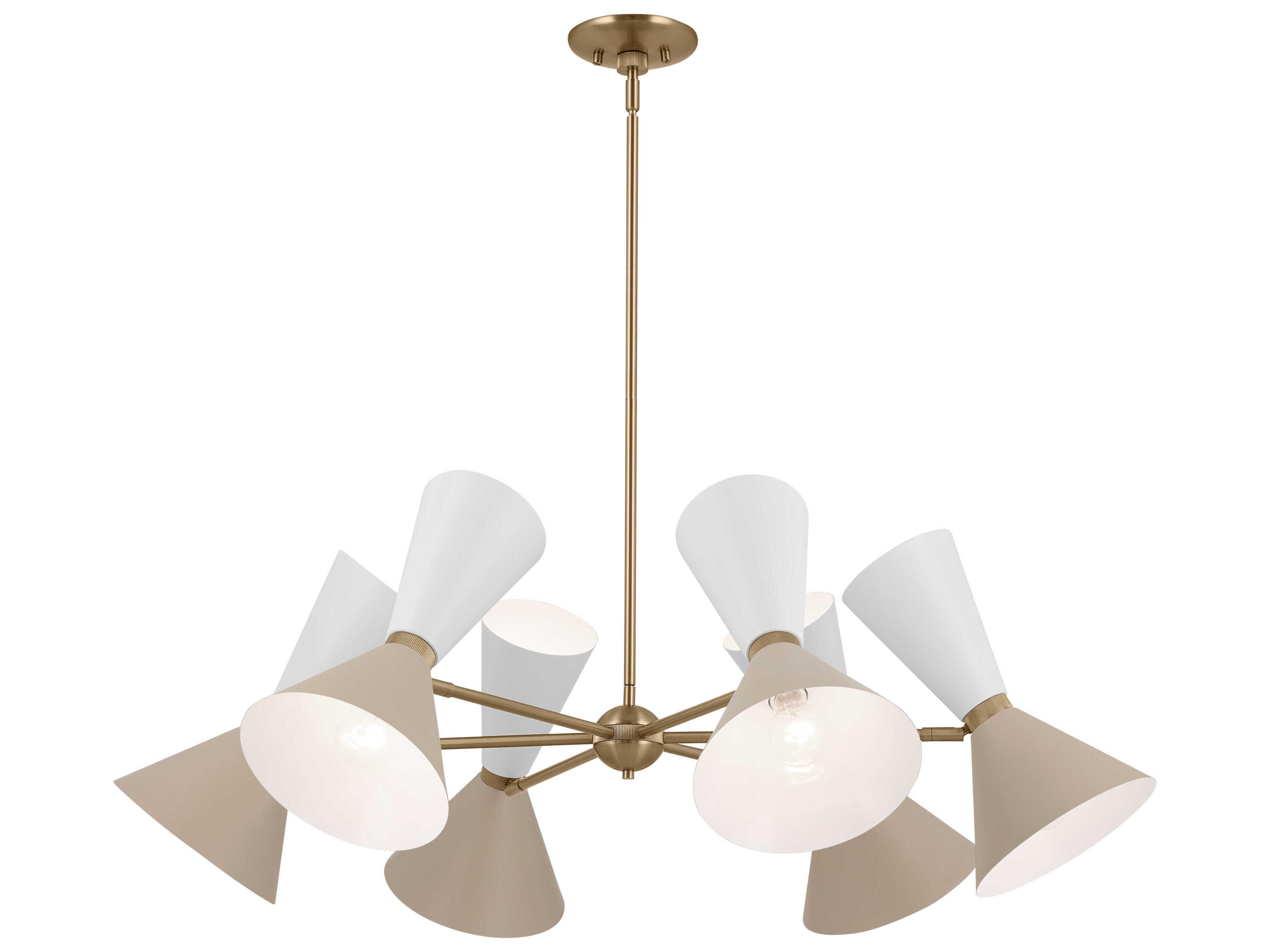 Kichler Phix 12-Light Champagne Bronze White And Greige Geometric Chandelier