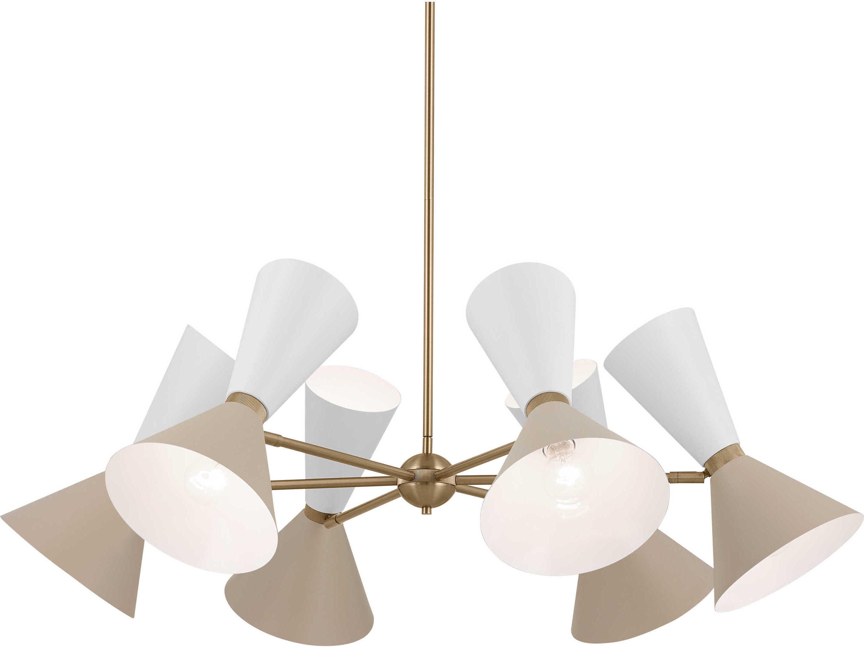 Kichler Phix 12-Light Champagne Bronze White And Greige Geometric Chandelier