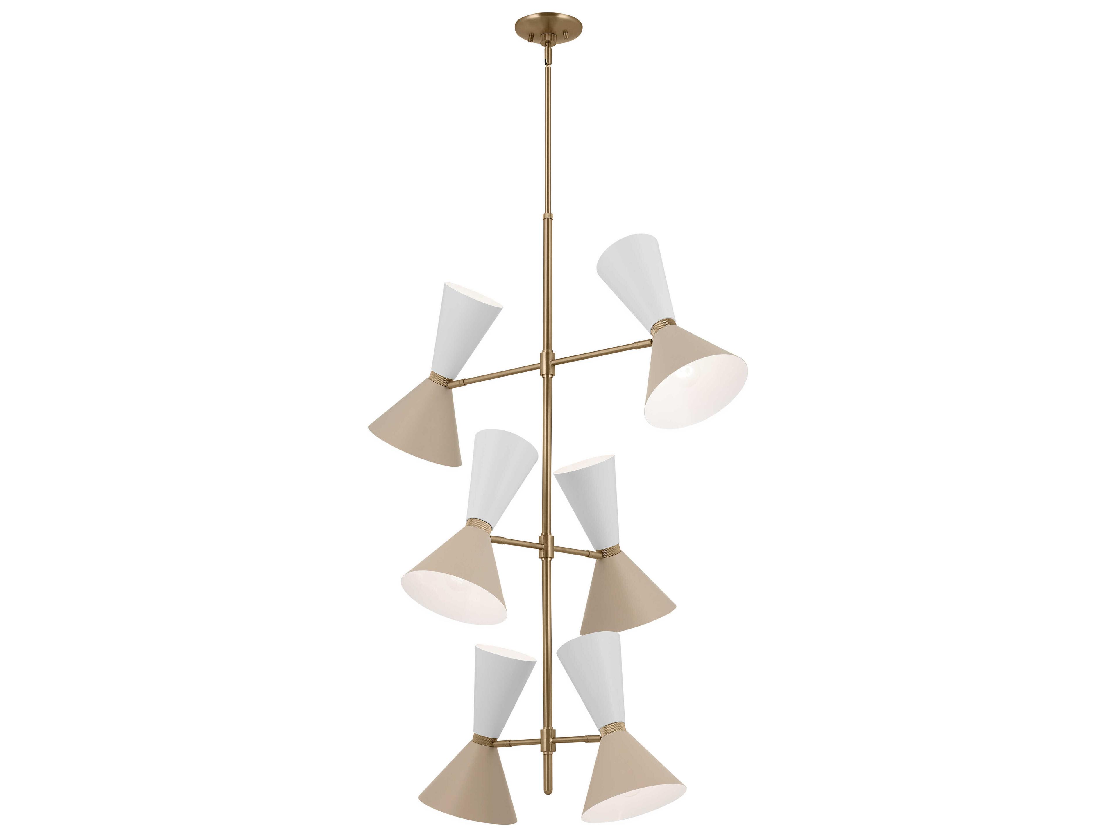 Kichler Phix 12-Light Champagne Bronze White And Greige Geometric Chandelier