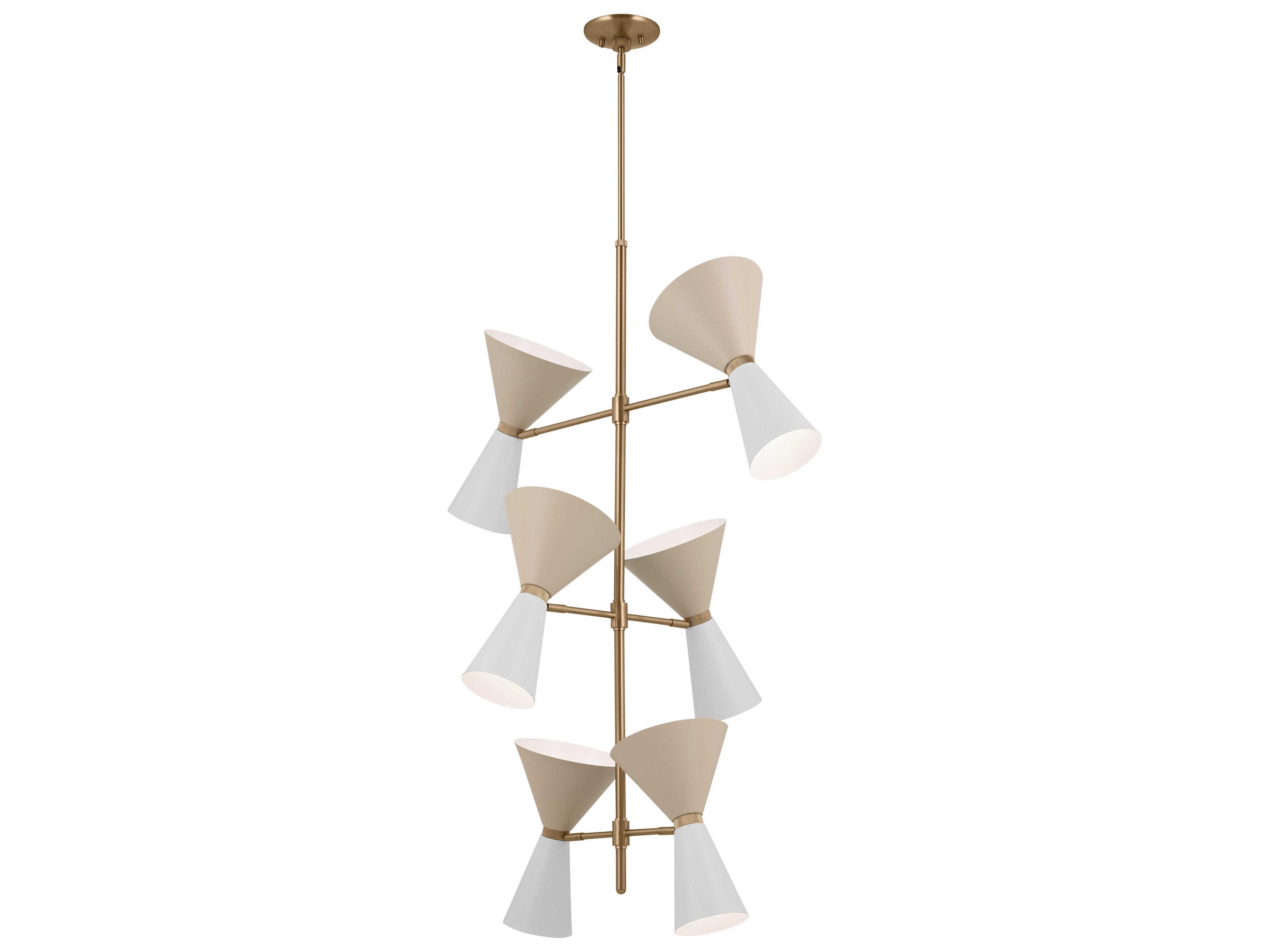 Kichler Phix 12-Light Champagne Bronze White And Greige Geometric Chandelier