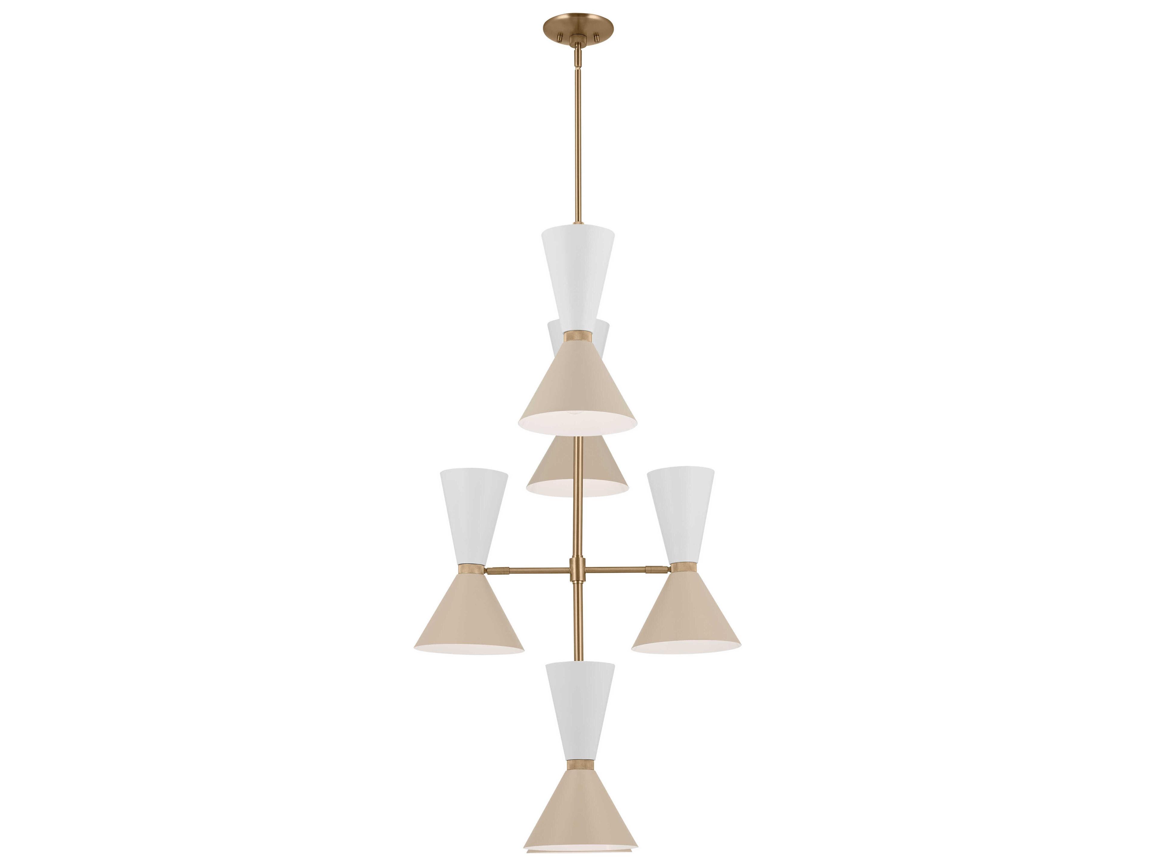 Kichler Phix 12-Light Champagne Bronze White And Greige Geometric Chandelier