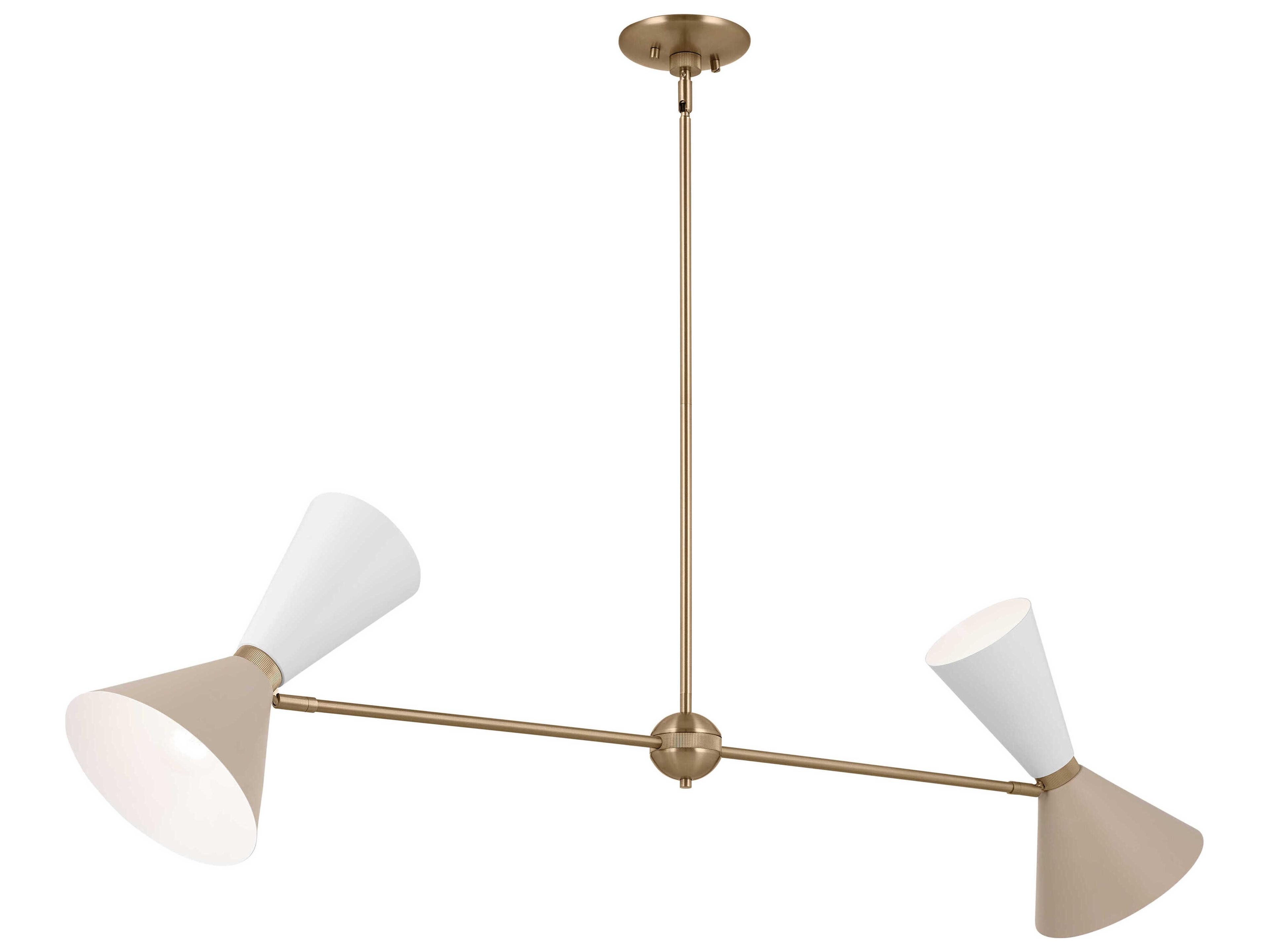 Kichler Phix 4-Light Champagne Bronze White And Greige Geometric Linear Island Pendant