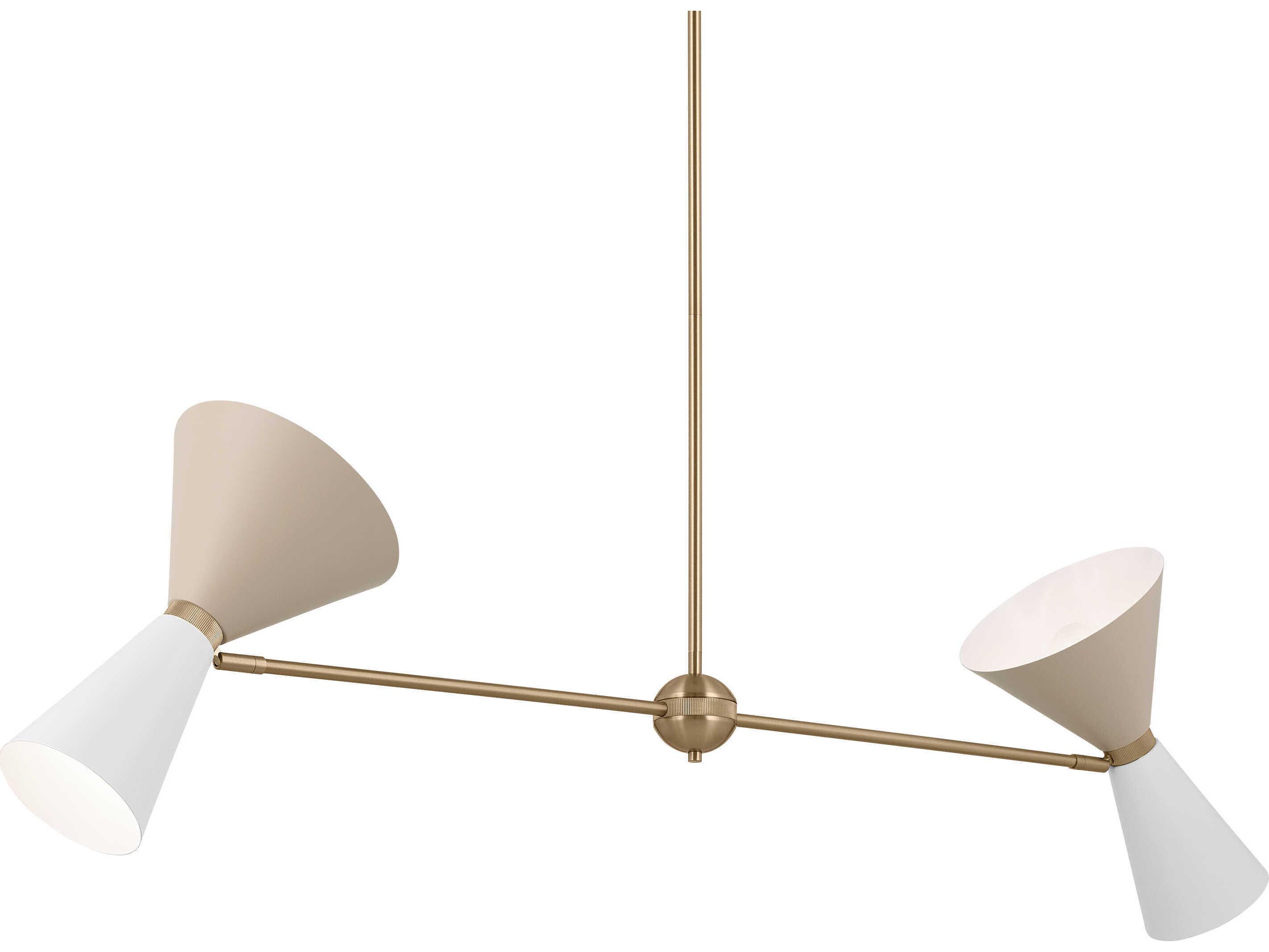 Kichler Phix 4-Light Champagne Bronze White And Greige Geometric Linear Island Pendant