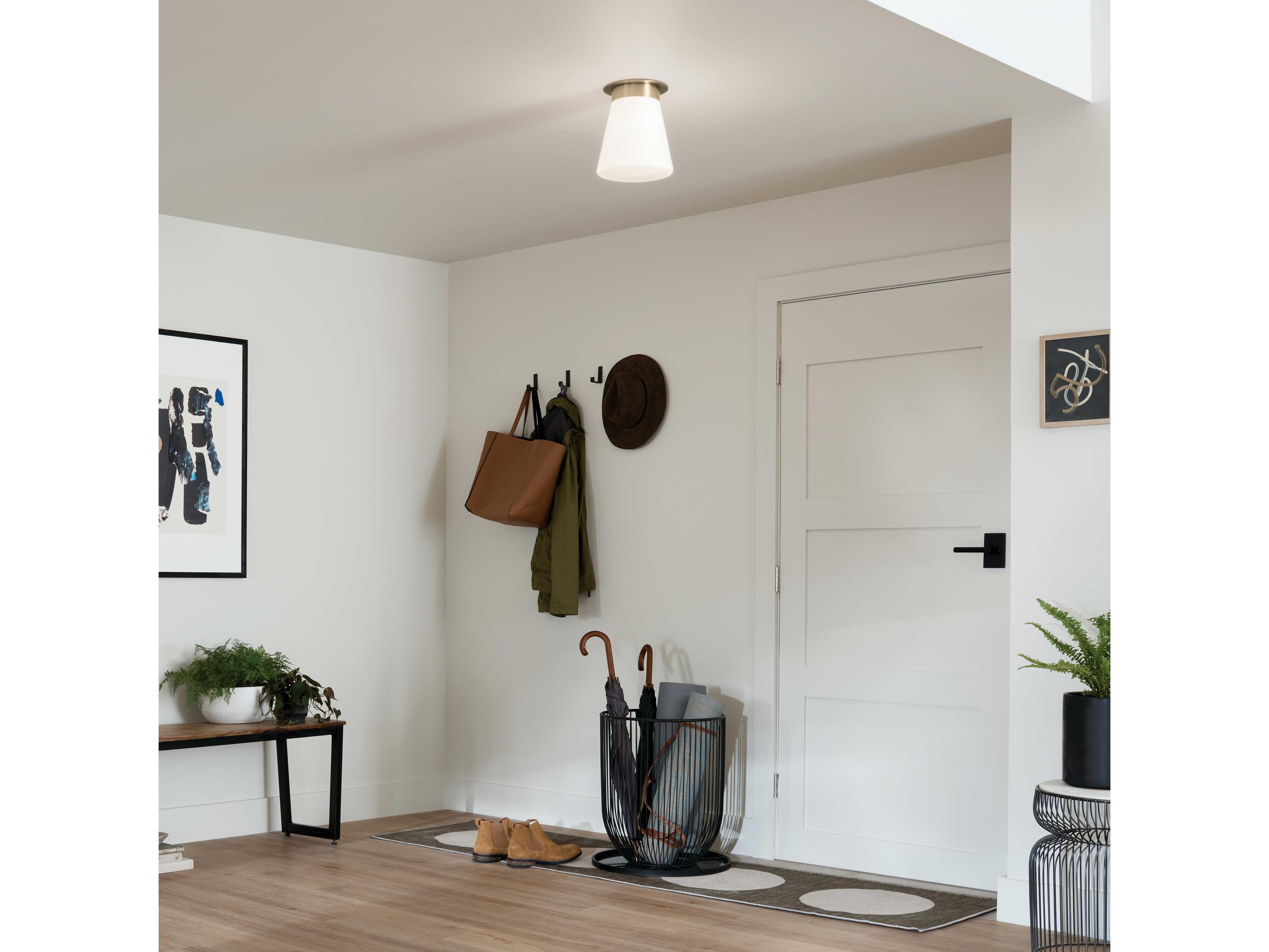 Kichler Albers 1-Light Champagne Bronze Glass Flush Mount