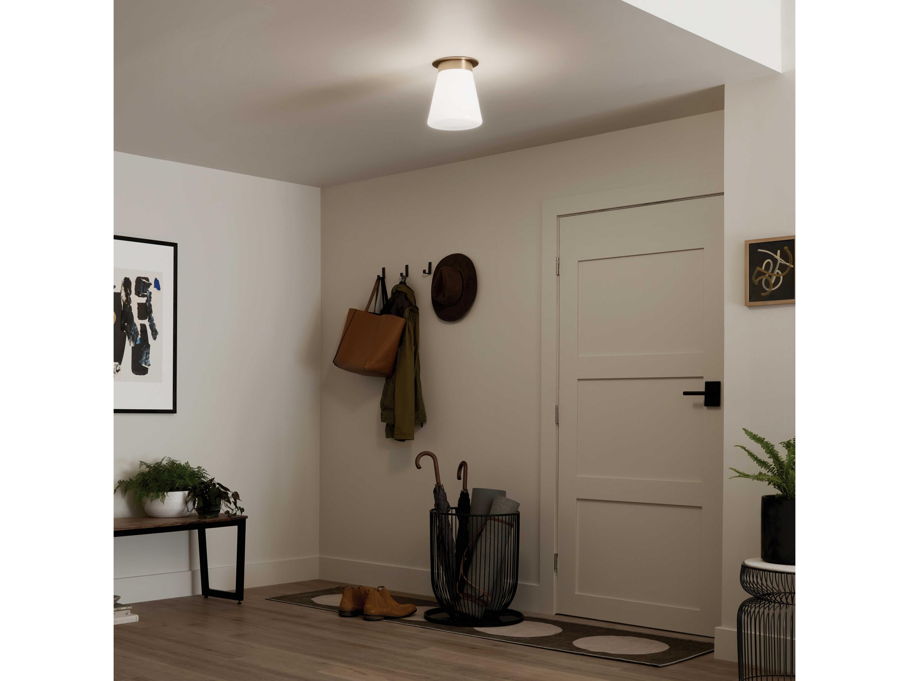 Kichler Albers 1-Light Champagne Bronze Glass Flush Mount