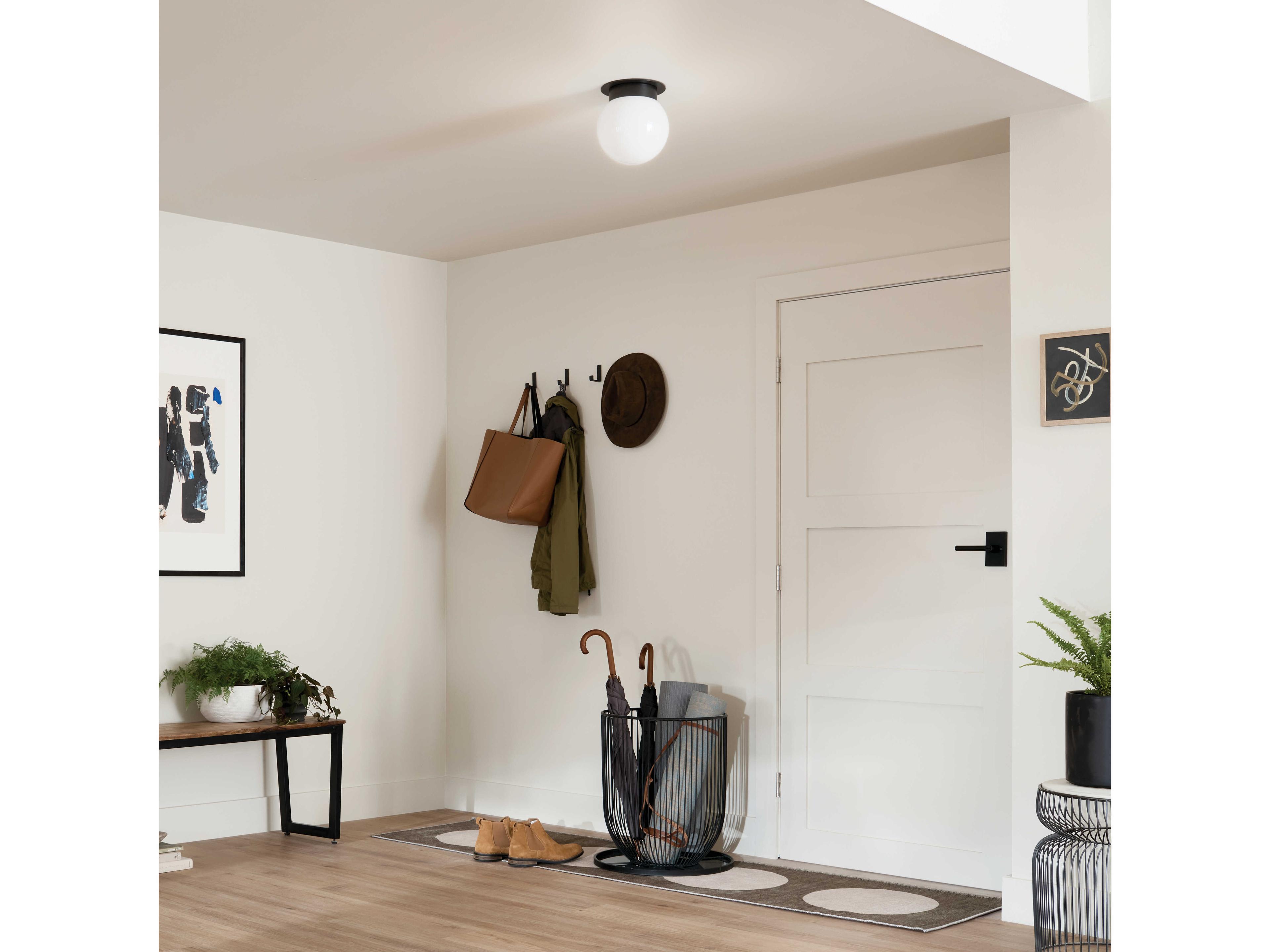 Kichler Albers 1-Light Black Glass Globe Flush Mount