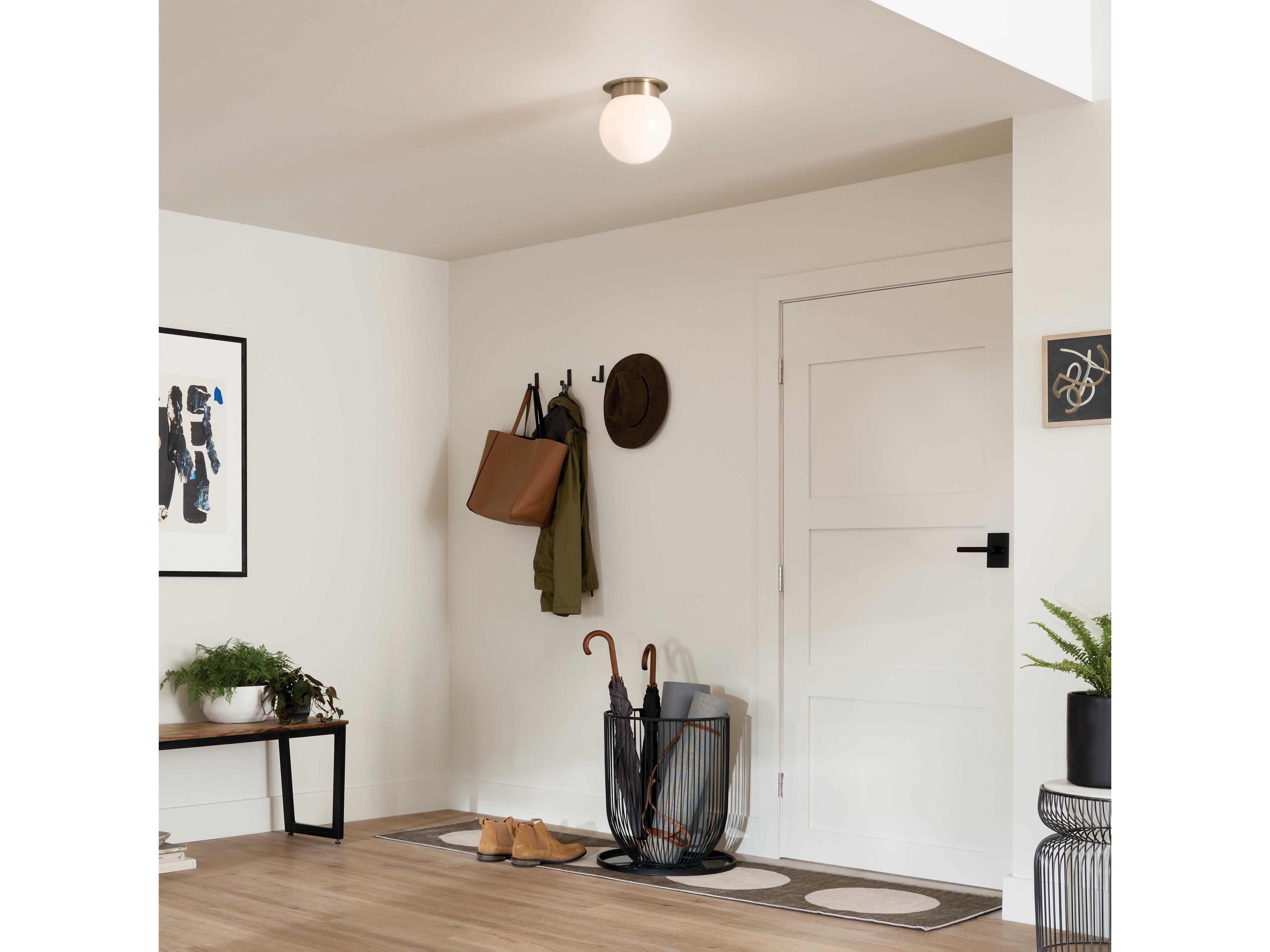 Kichler Albers 1-Light Champagne Bronze Glass Globe Flush Mount