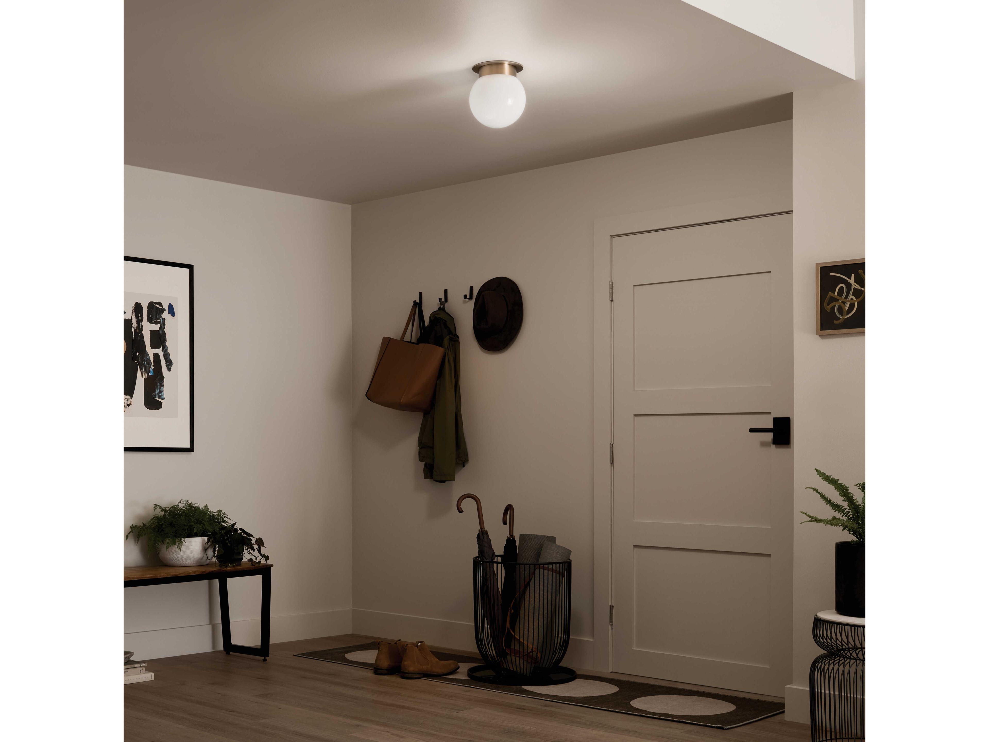 Kichler Albers 1-Light Champagne Bronze Glass Globe Flush Mount