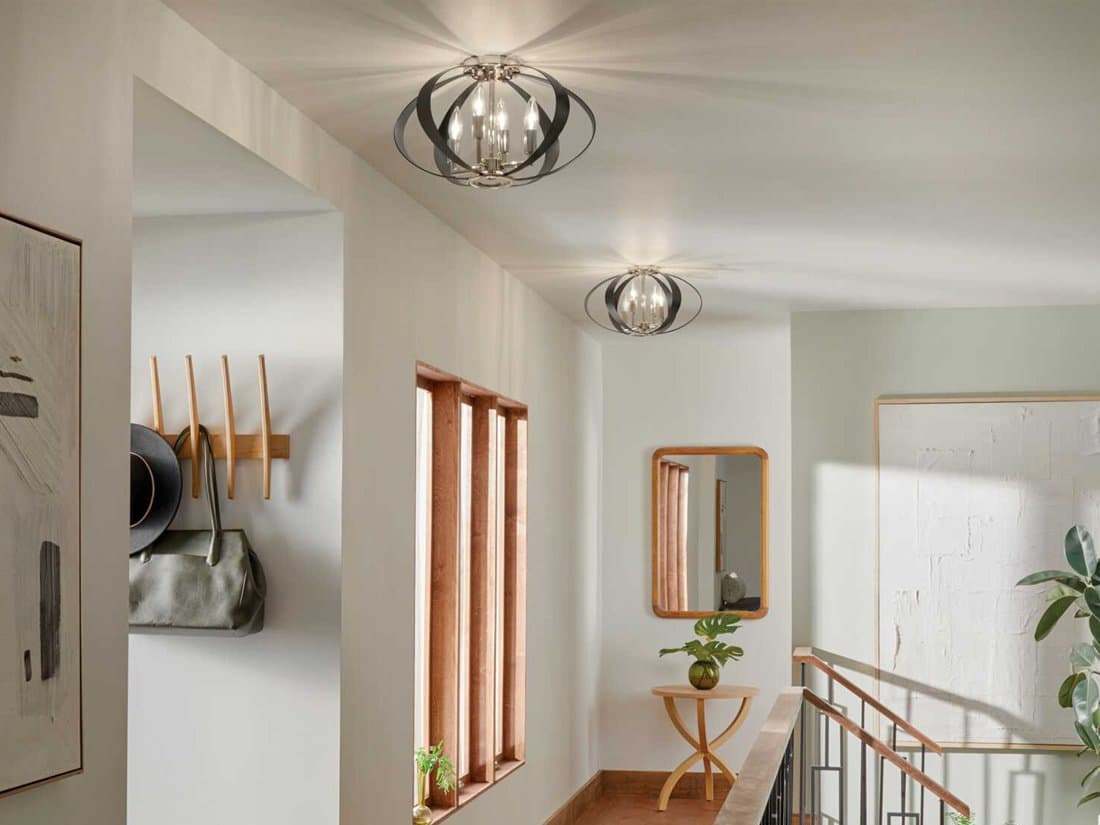 Kichler Cecil 4-Light Polished Nickel Geometric Semi Flush Mount