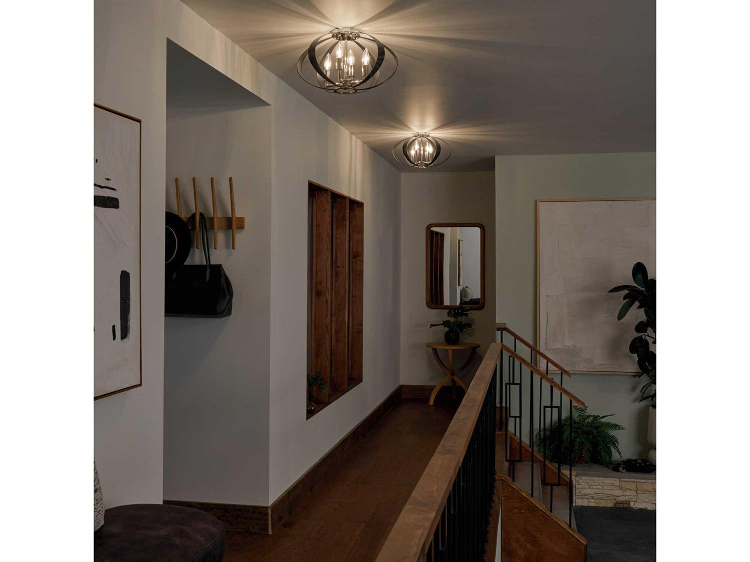 Kichler Cecil 4-Light Polished Nickel Geometric Semi Flush Mount