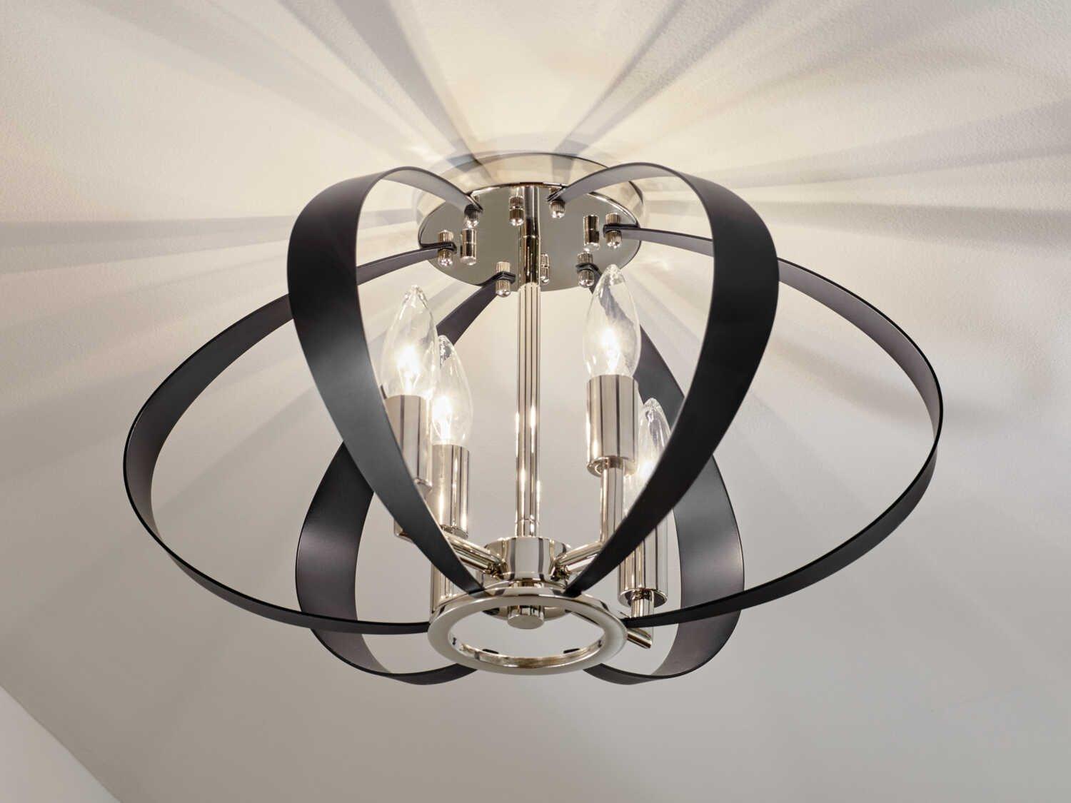 Kichler Cecil 4-Light Polished Nickel Geometric Semi Flush Mount