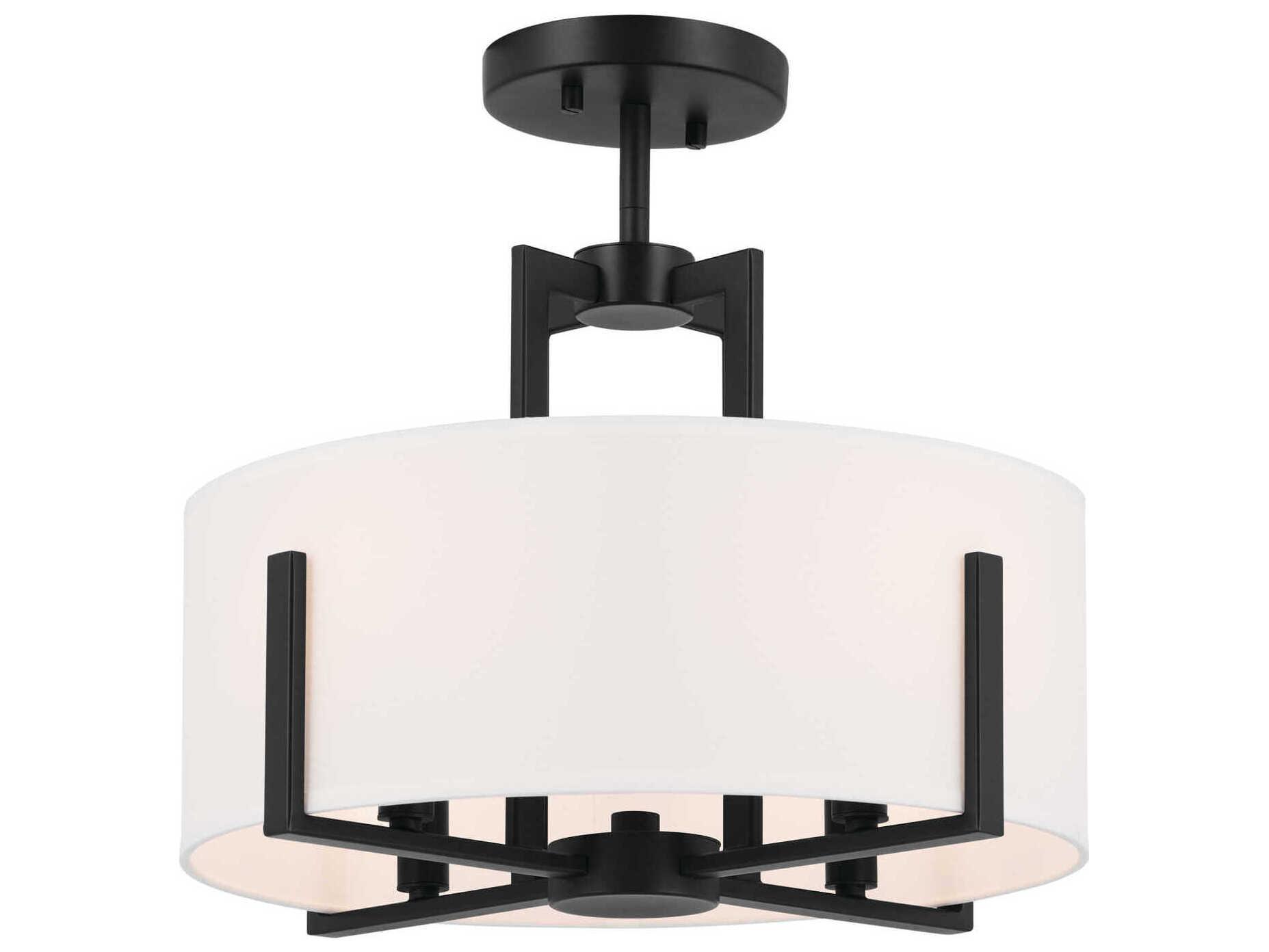 Kichler Malen 4-Light Black Drum Semi Flush Mount