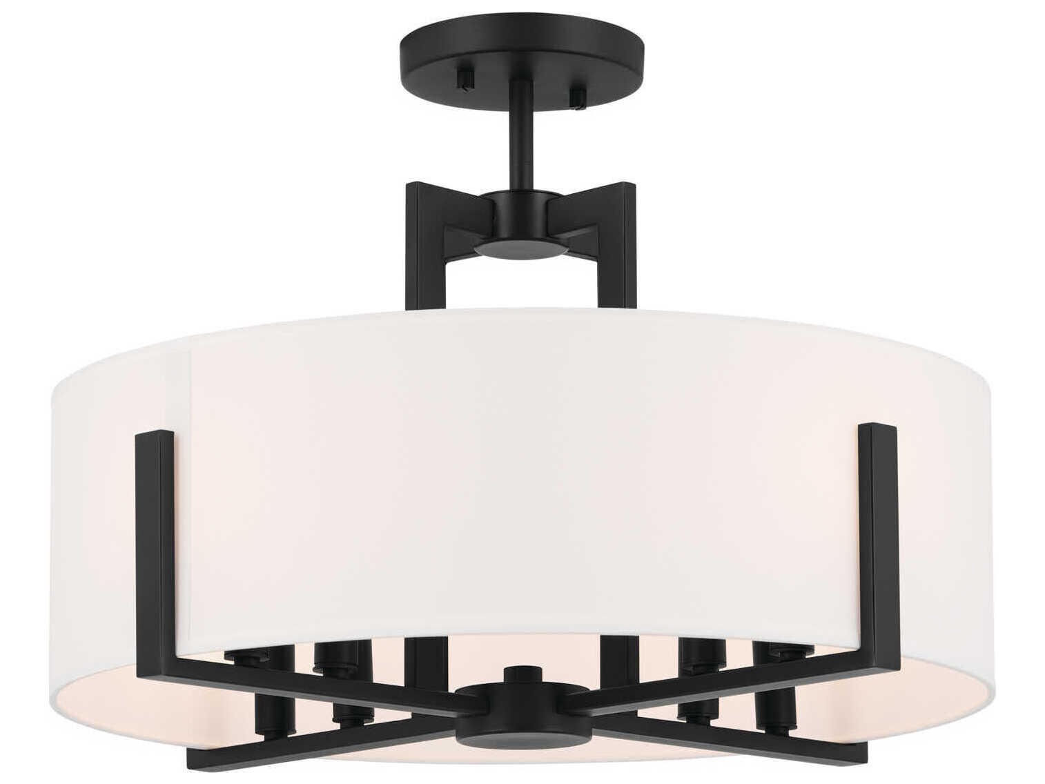 Kichler Malen 8-Light Black Drum Semi Flush Mount