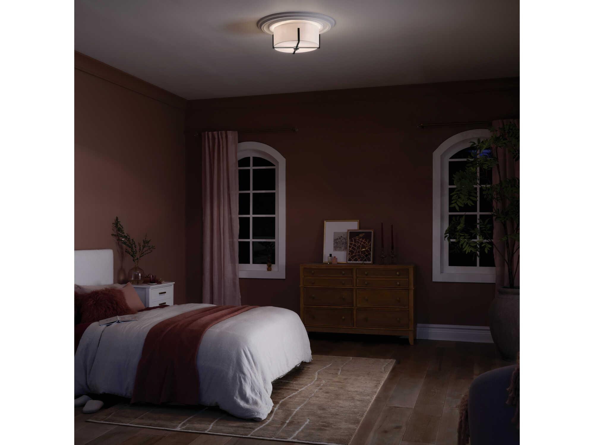 Kichler Malen 2-Light Black Drum Flush Mount