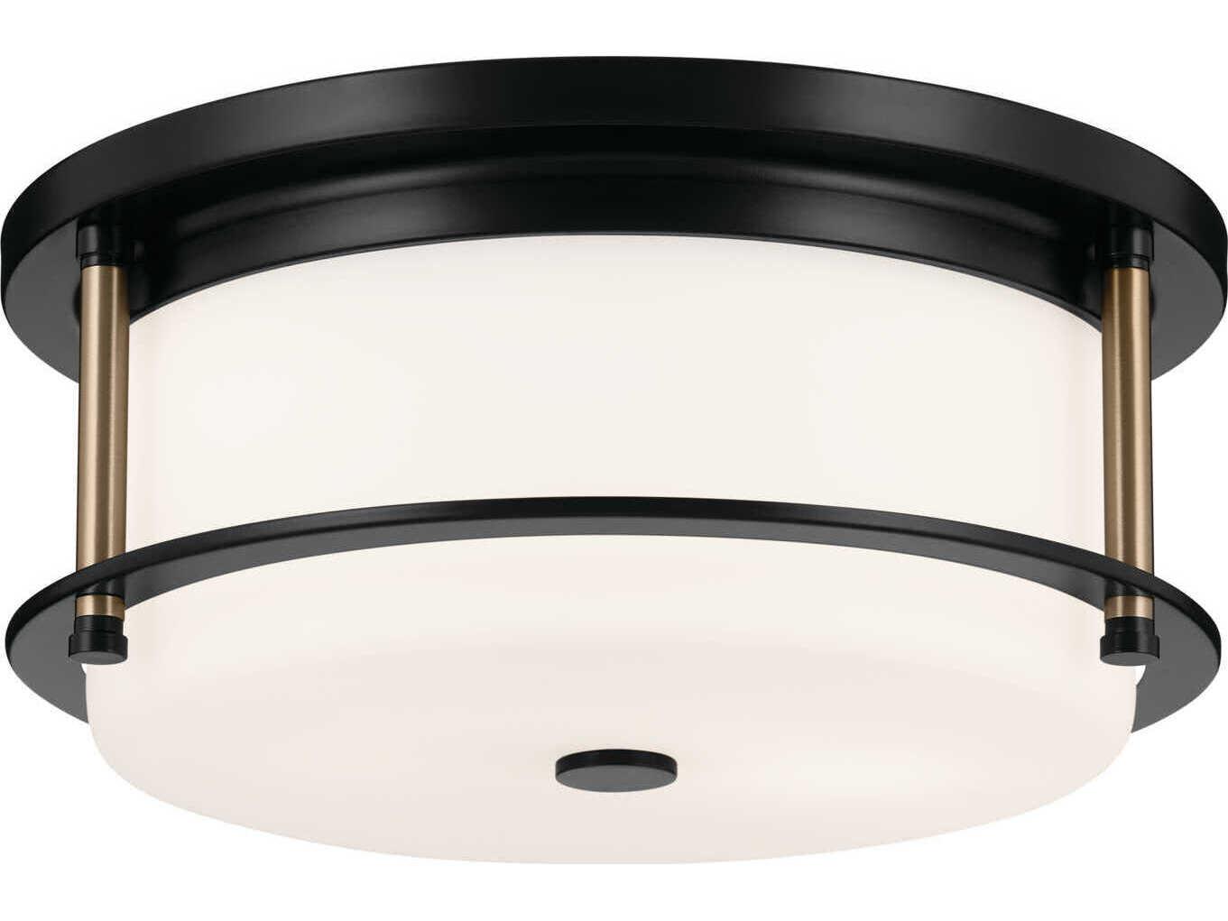 Kichler Brit 2-Light Black Glass Drum Flush Mount