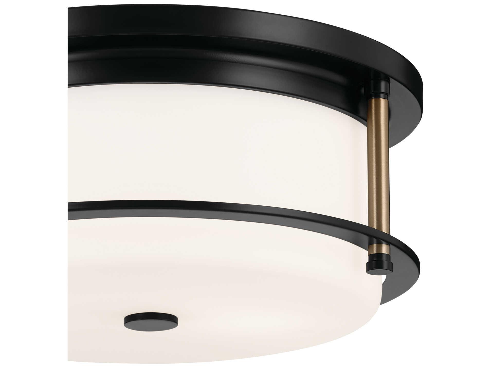 Kichler Brit 2-Light Black Glass Drum Flush Mount