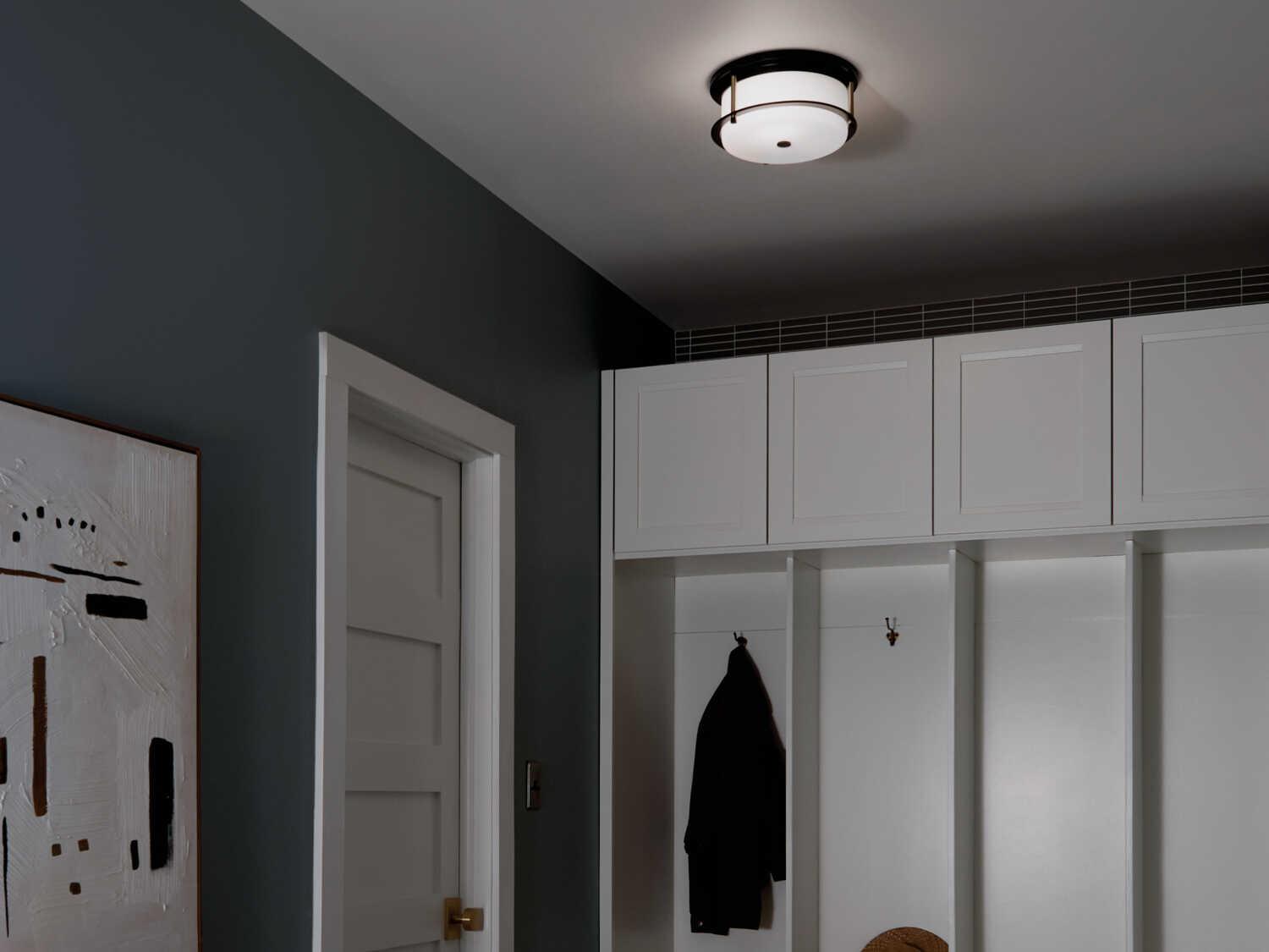 Kichler Brit 2-Light Black Glass Drum Flush Mount