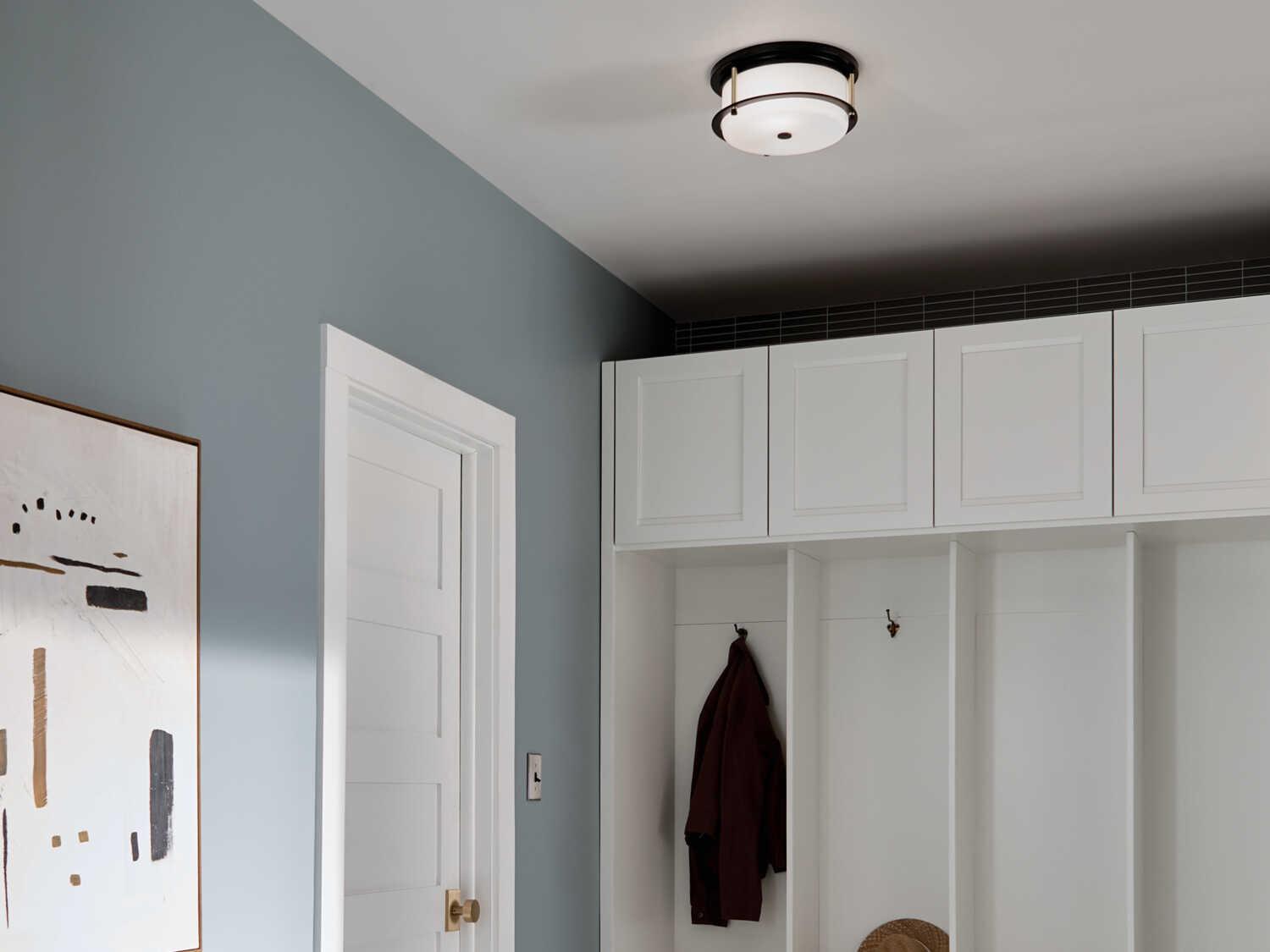 Kichler Brit 2-Light Black Glass Drum Flush Mount