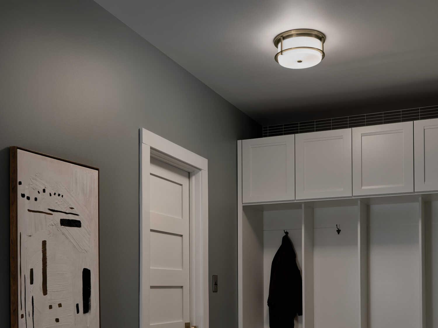 Kichler Brit 2-Light Champagne Bronze Glass Drum Flush Mount