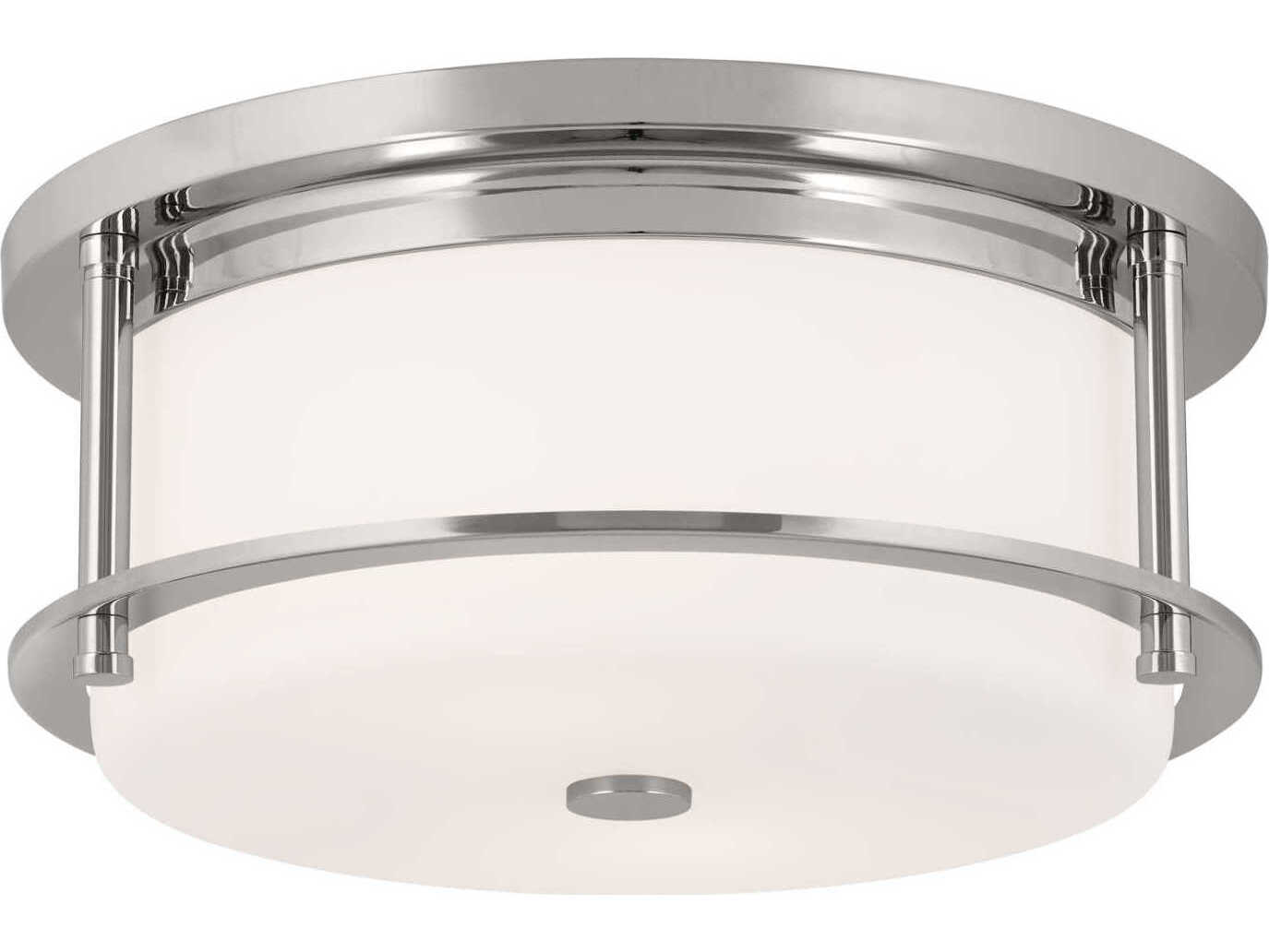 Kichler Brit 2-Light Polished Nickel Glass Drum Flush Mount