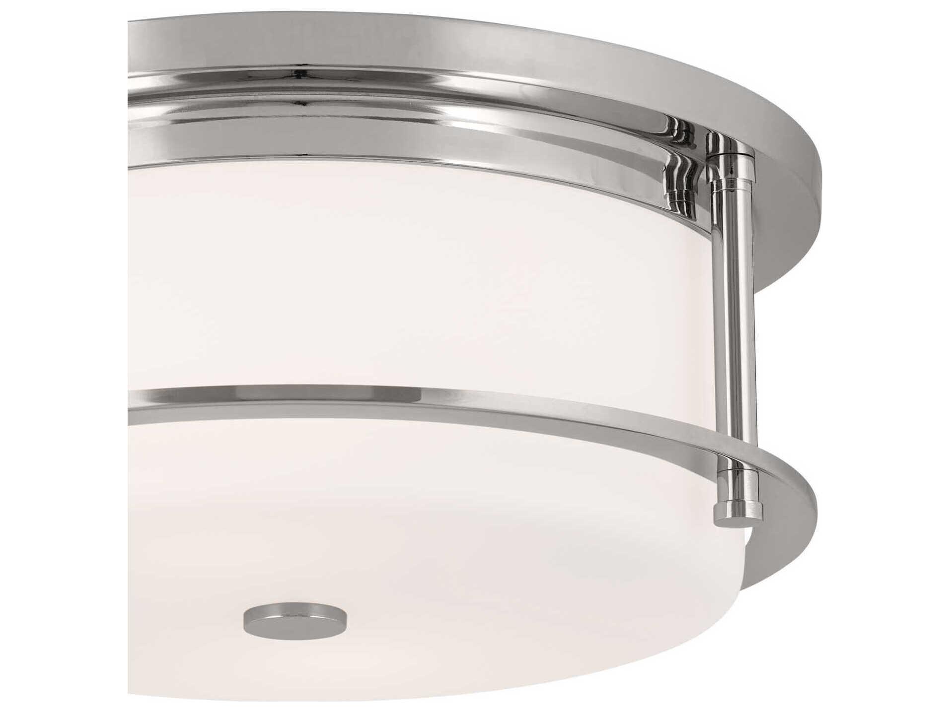 Kichler Brit 2-Light Polished Nickel Glass Drum Flush Mount