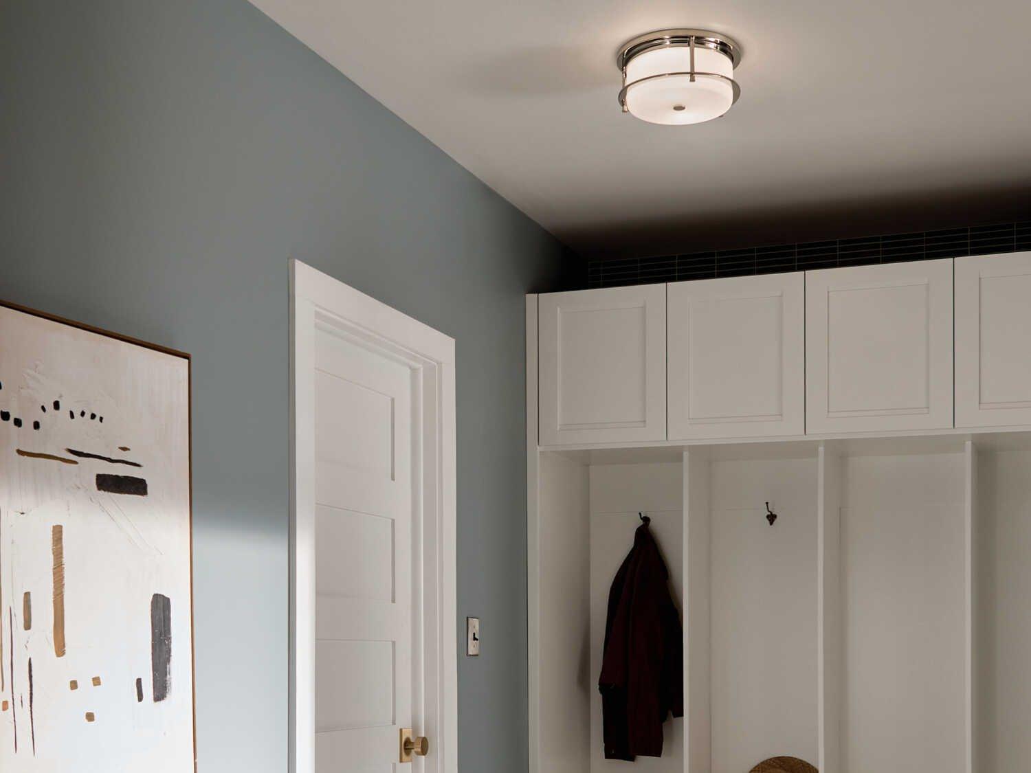 Kichler Brit 2-Light Polished Nickel Glass Drum Flush Mount