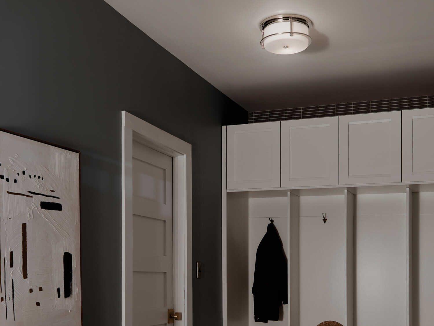 Kichler Brit 2-Light Polished Nickel Glass Drum Flush Mount