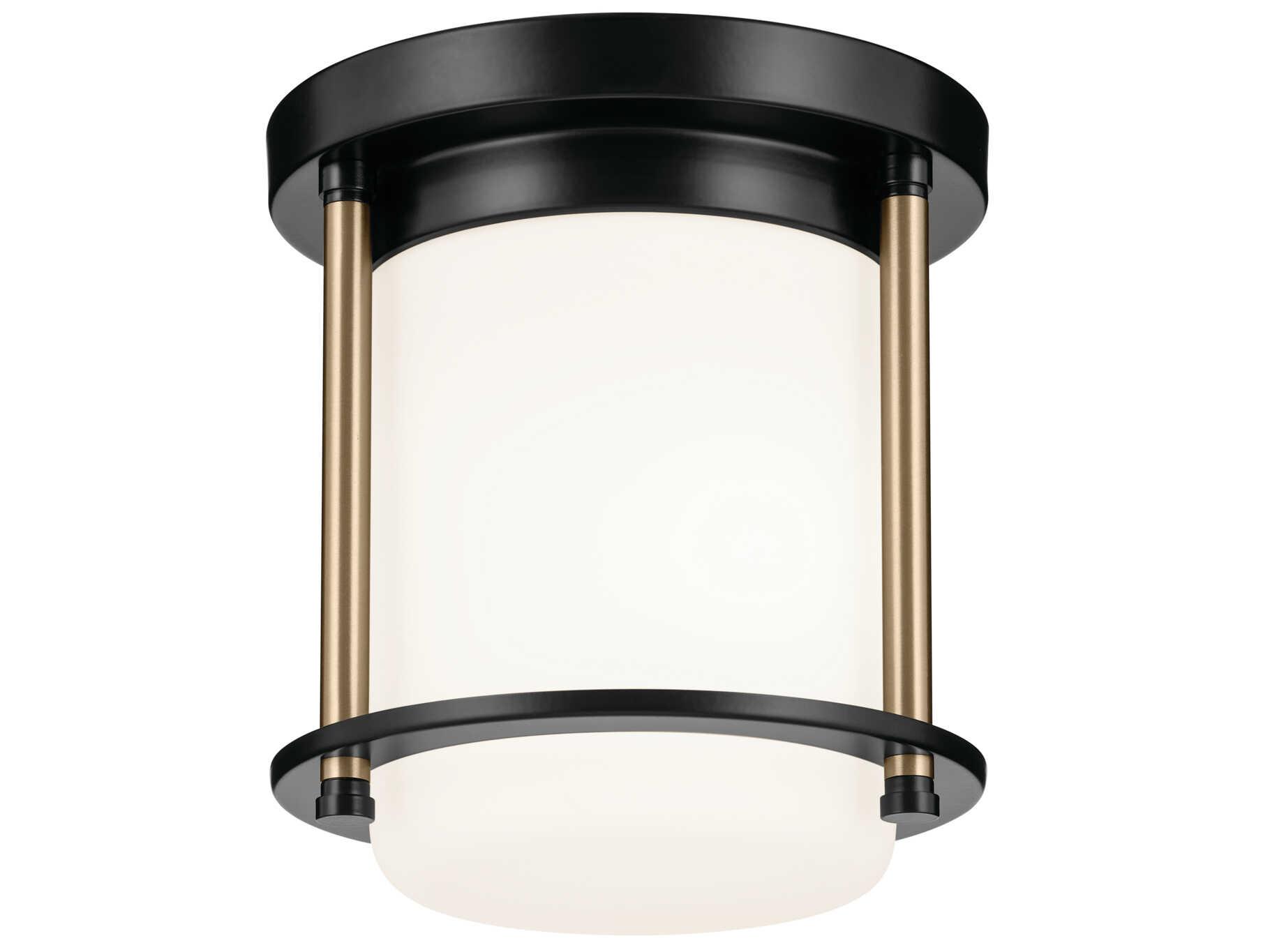 Kichler Brit 1-Light Black Glass Cylinder Flush Mount