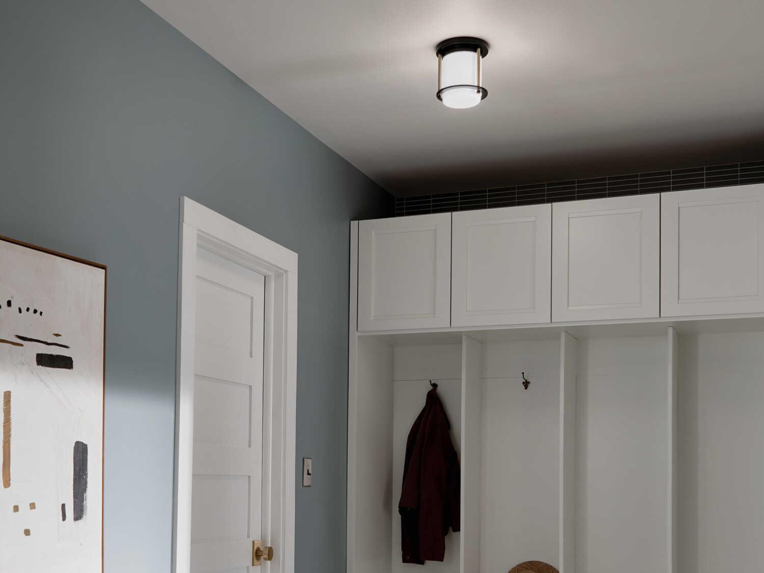 Kichler Brit 1-Light Black Glass Cylinder Flush Mount