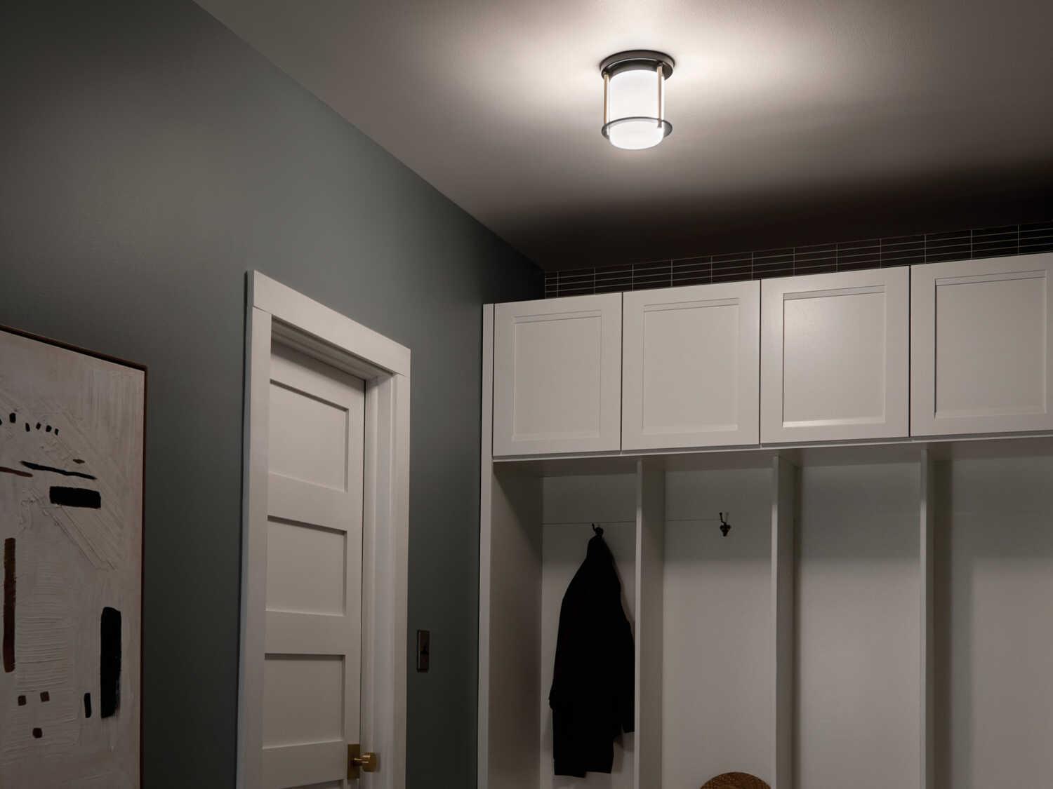 Kichler Brit 1-Light Black Glass Cylinder Flush Mount