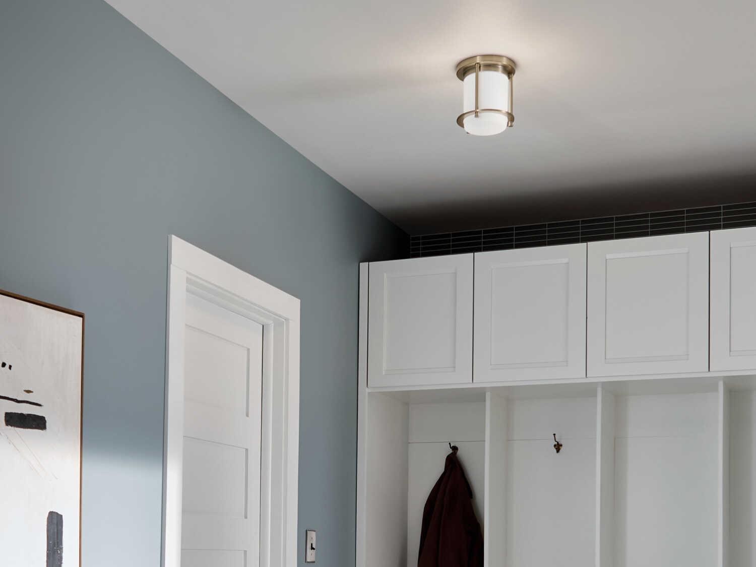 Kichler Brit 1-Light Champagne Bronze Glass Cylinder Flush Mount