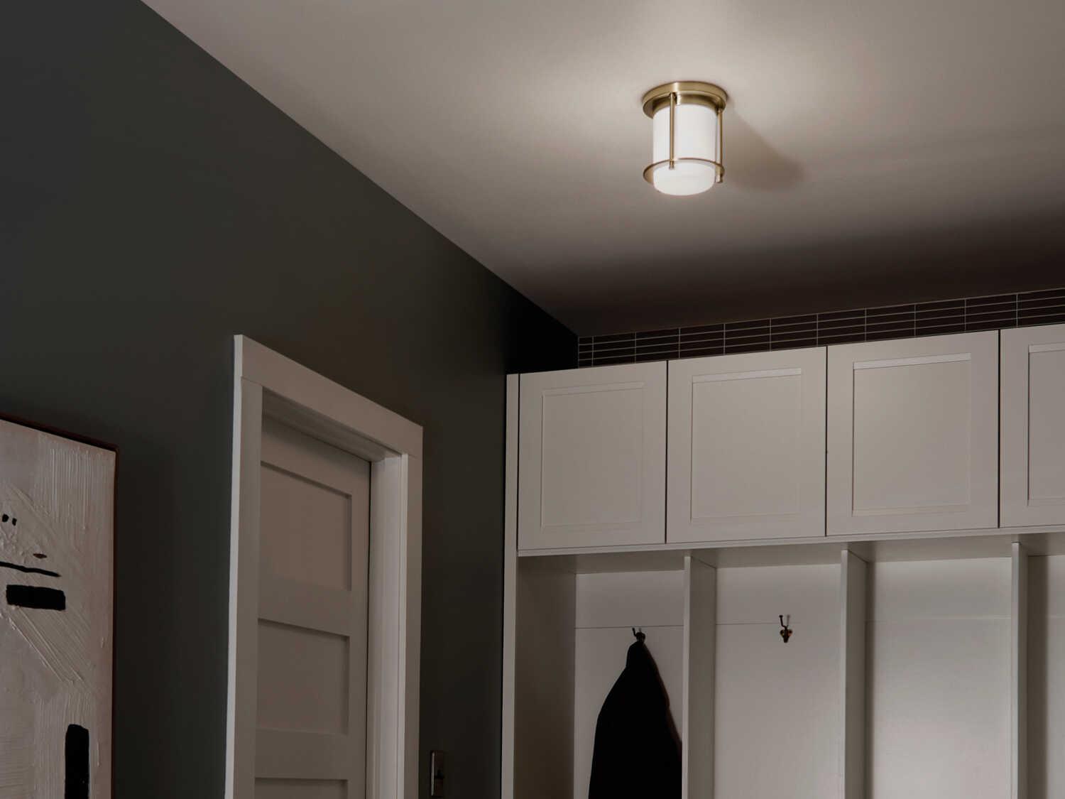 Kichler Brit 1-Light Champagne Bronze Glass Cylinder Flush Mount