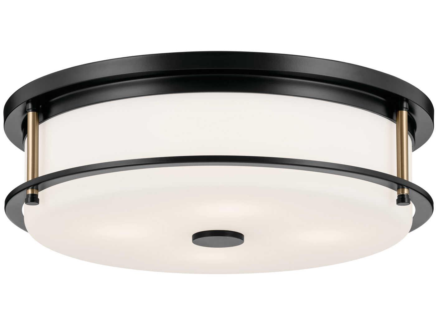 Kichler Brit 4-Light Black Glass Drum Flush Mount