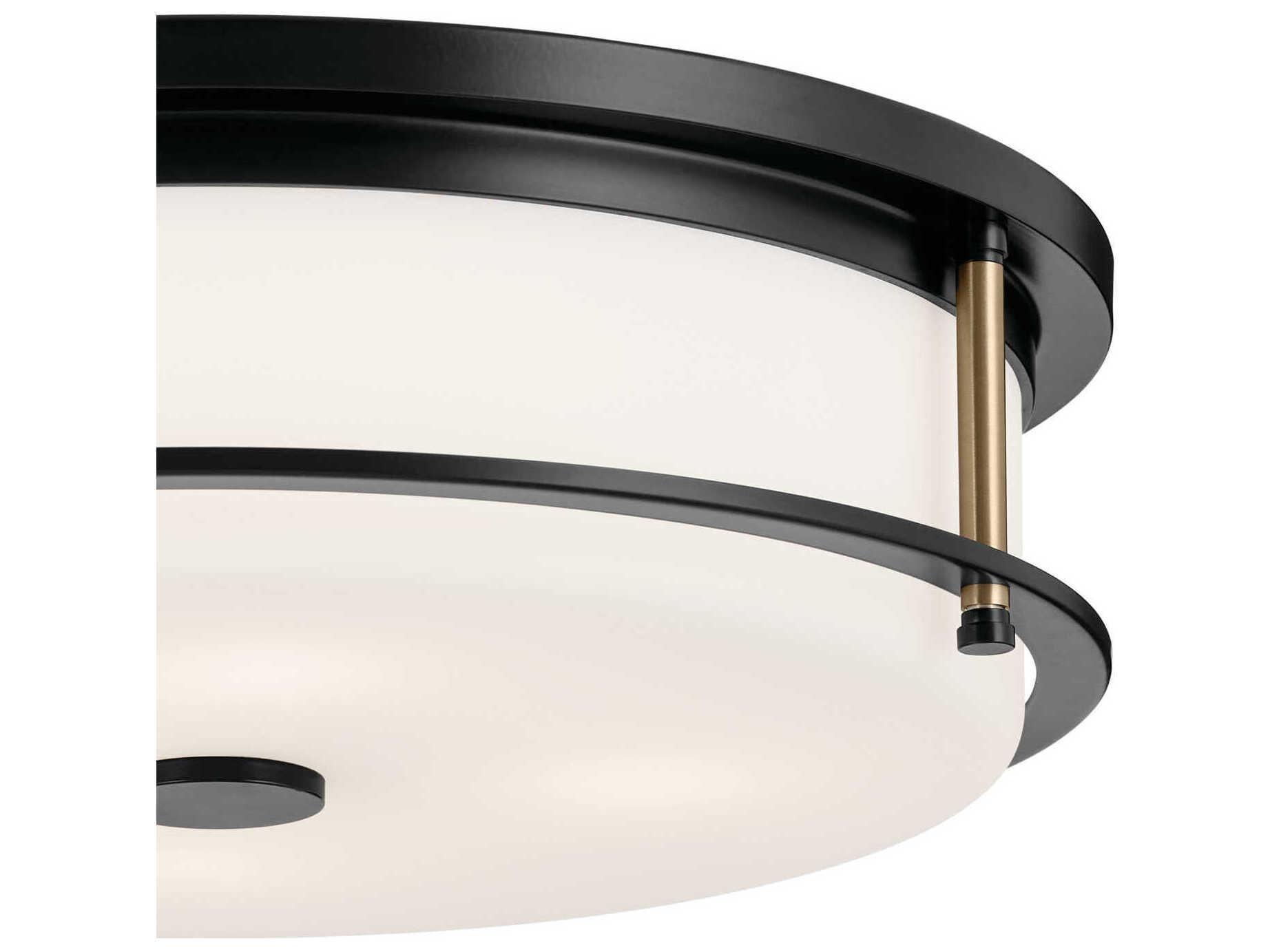 Kichler Brit 4-Light Black Glass Drum Flush Mount