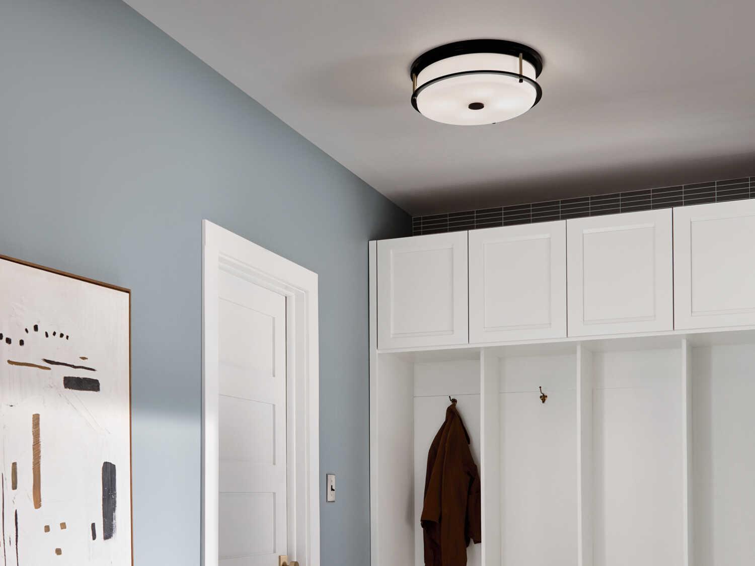 Kichler Brit 4-Light Black Glass Drum Flush Mount